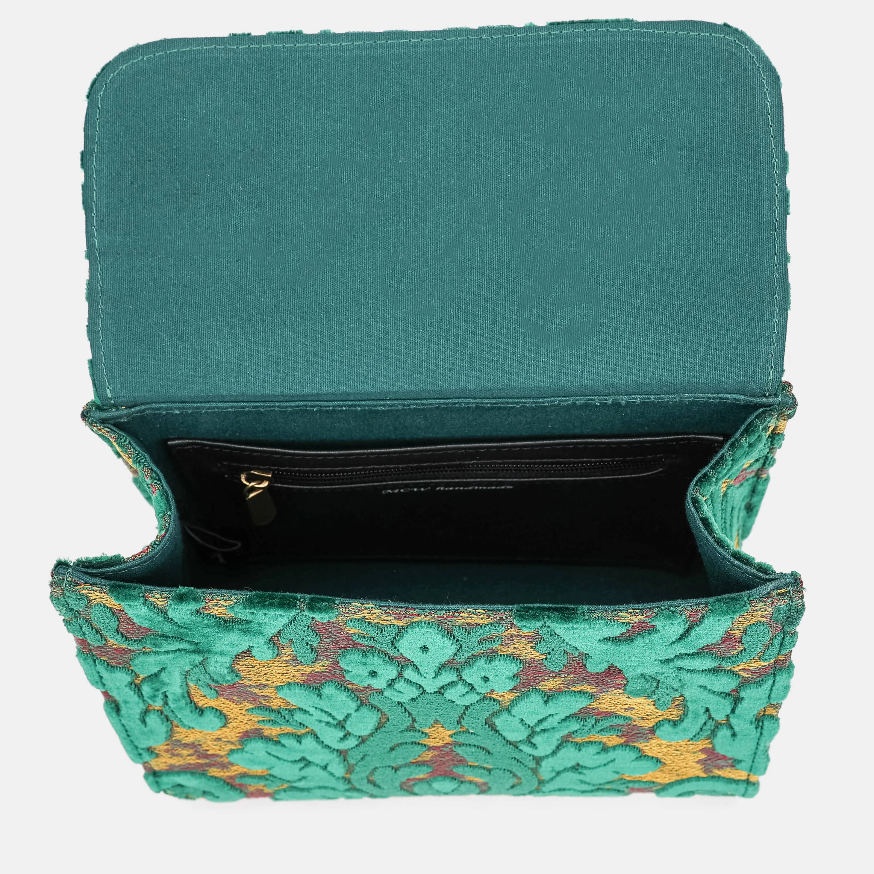 Burnout Velvet Jade Green Flap Satchel - Image 6
