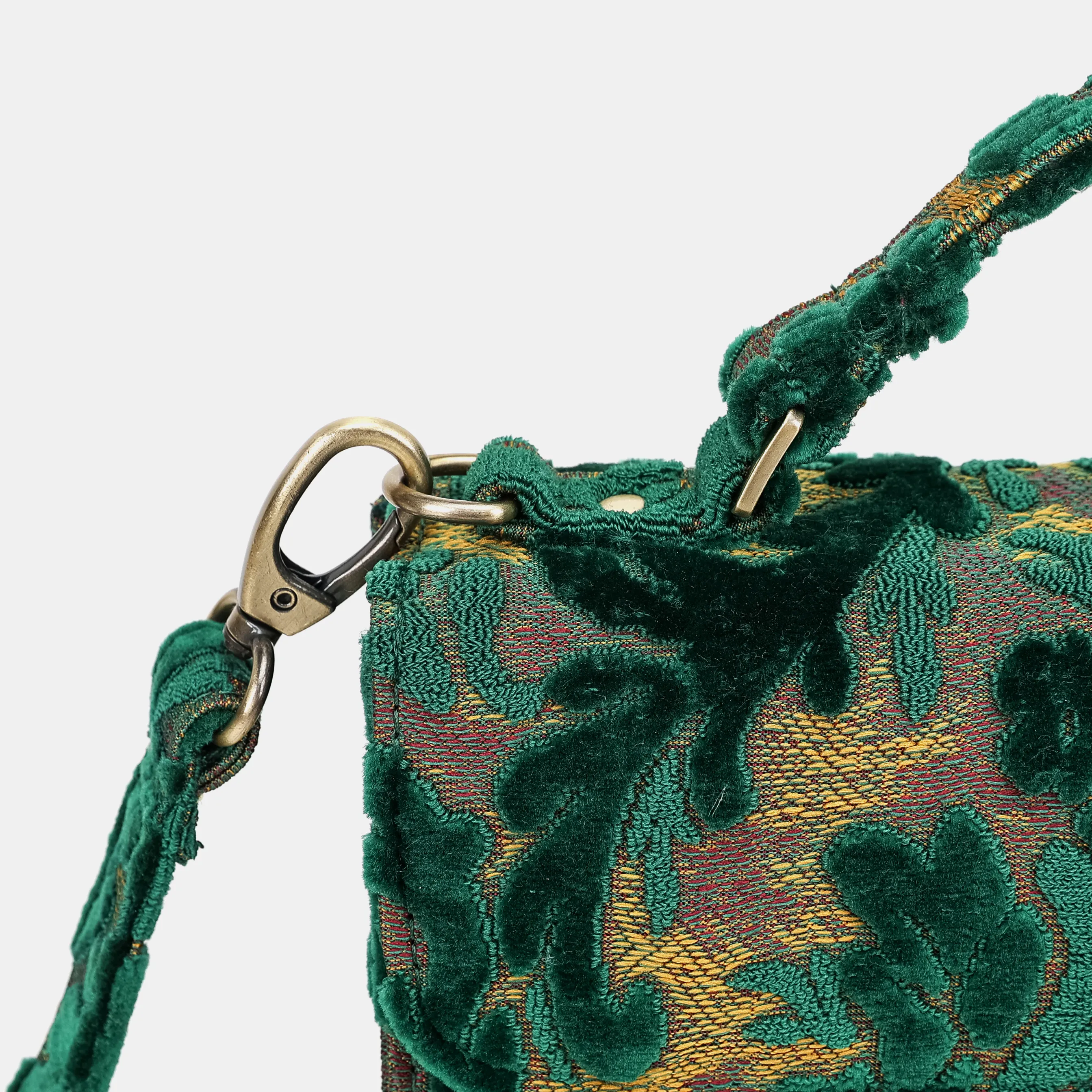 Burnout Velvet Jade Green Flap Satchel - Image 9