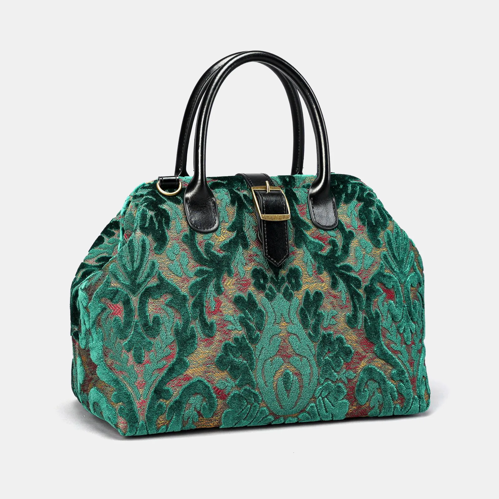 Burnout Velvet Jade Green Carpet Handbag Purse - Image 3