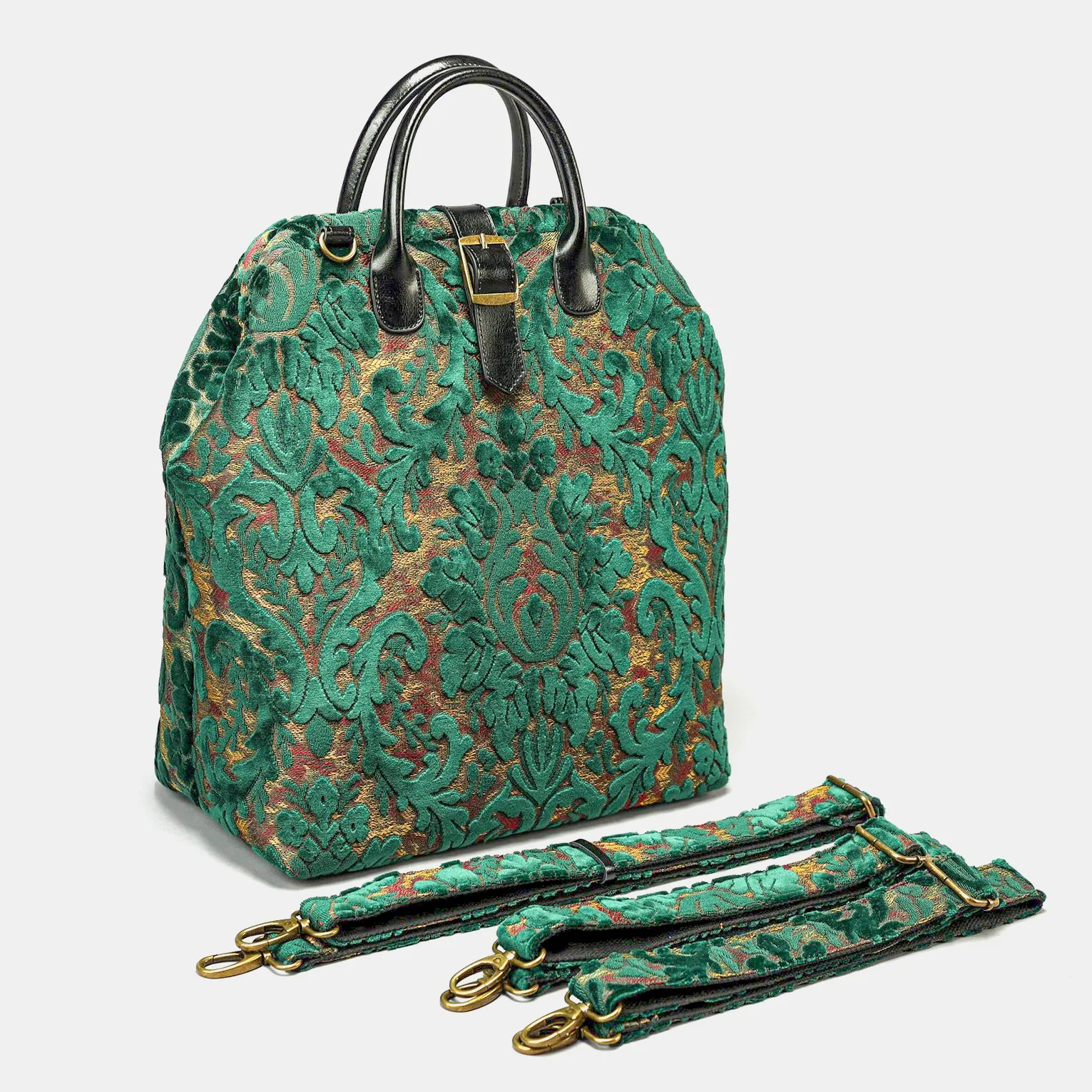 Burnout Velvet Jade Green Carpet Laptop Backpack - Image 3
