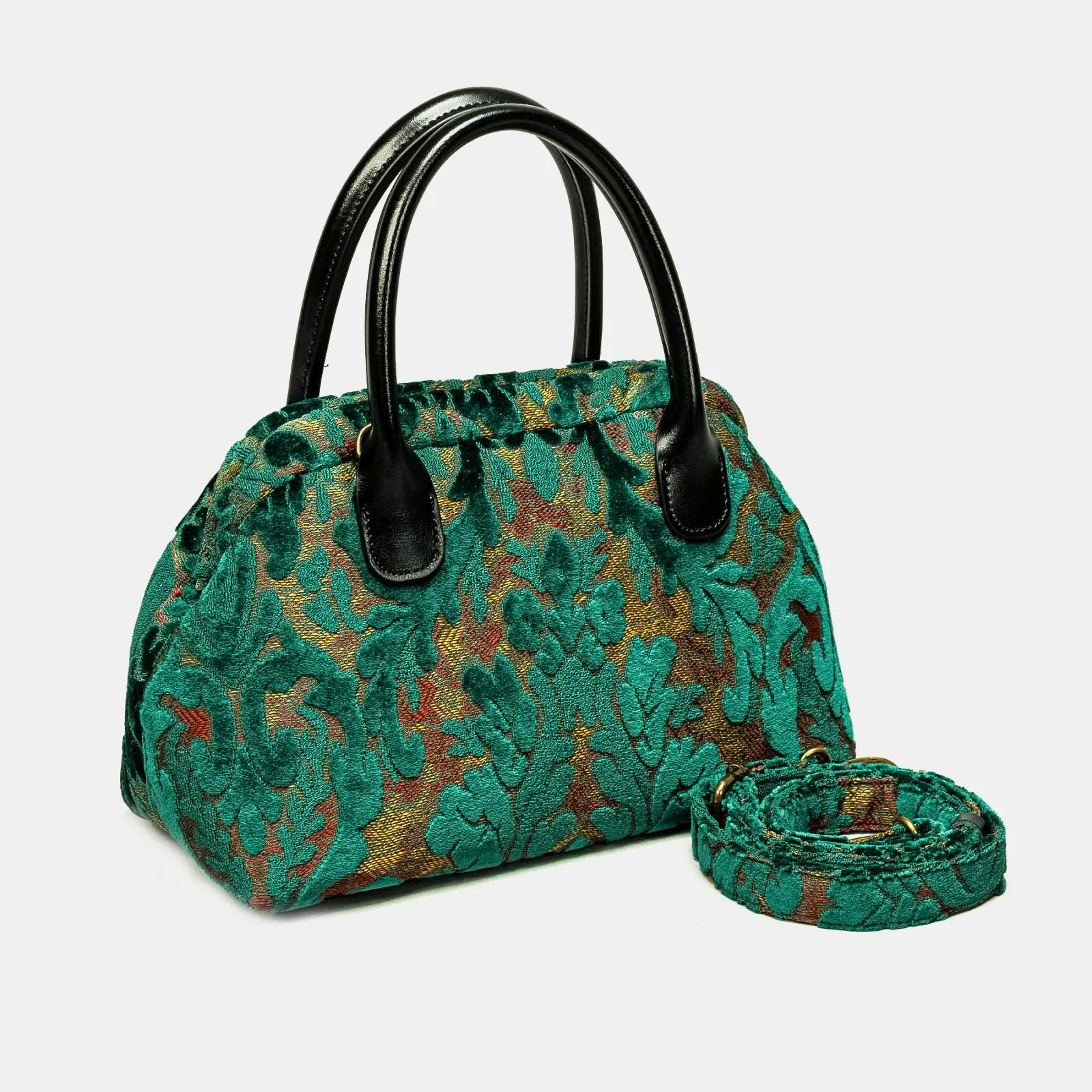 Burnout Velvet Jade Green Carpet Satchel - Image 2