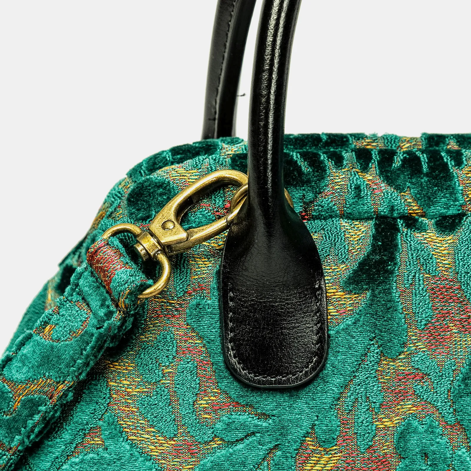 Burnout Velvet Jade Green Carpet Satchel - Image 4