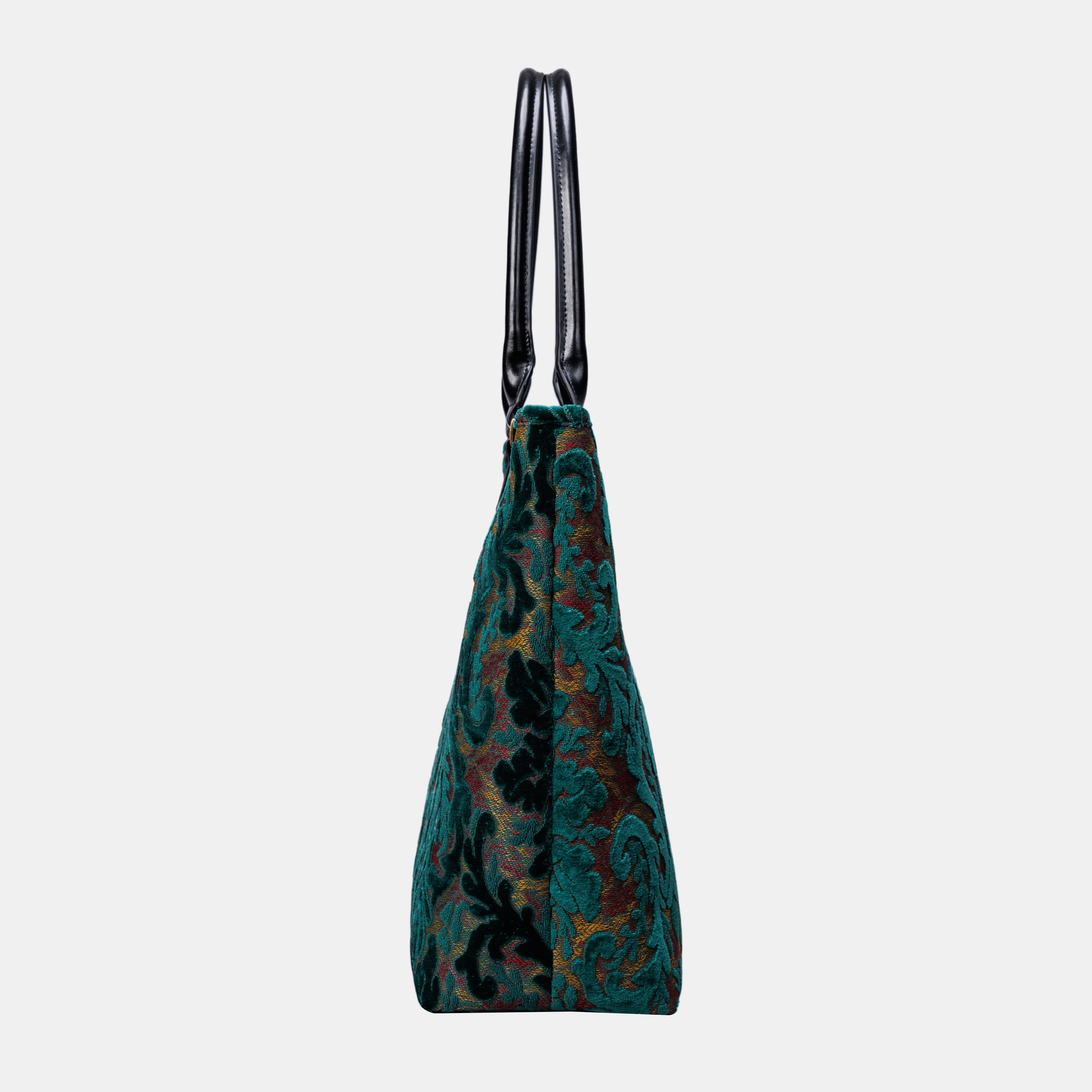 Burnout Velvet Jade Green Carpet Tote Shopper - Image 5