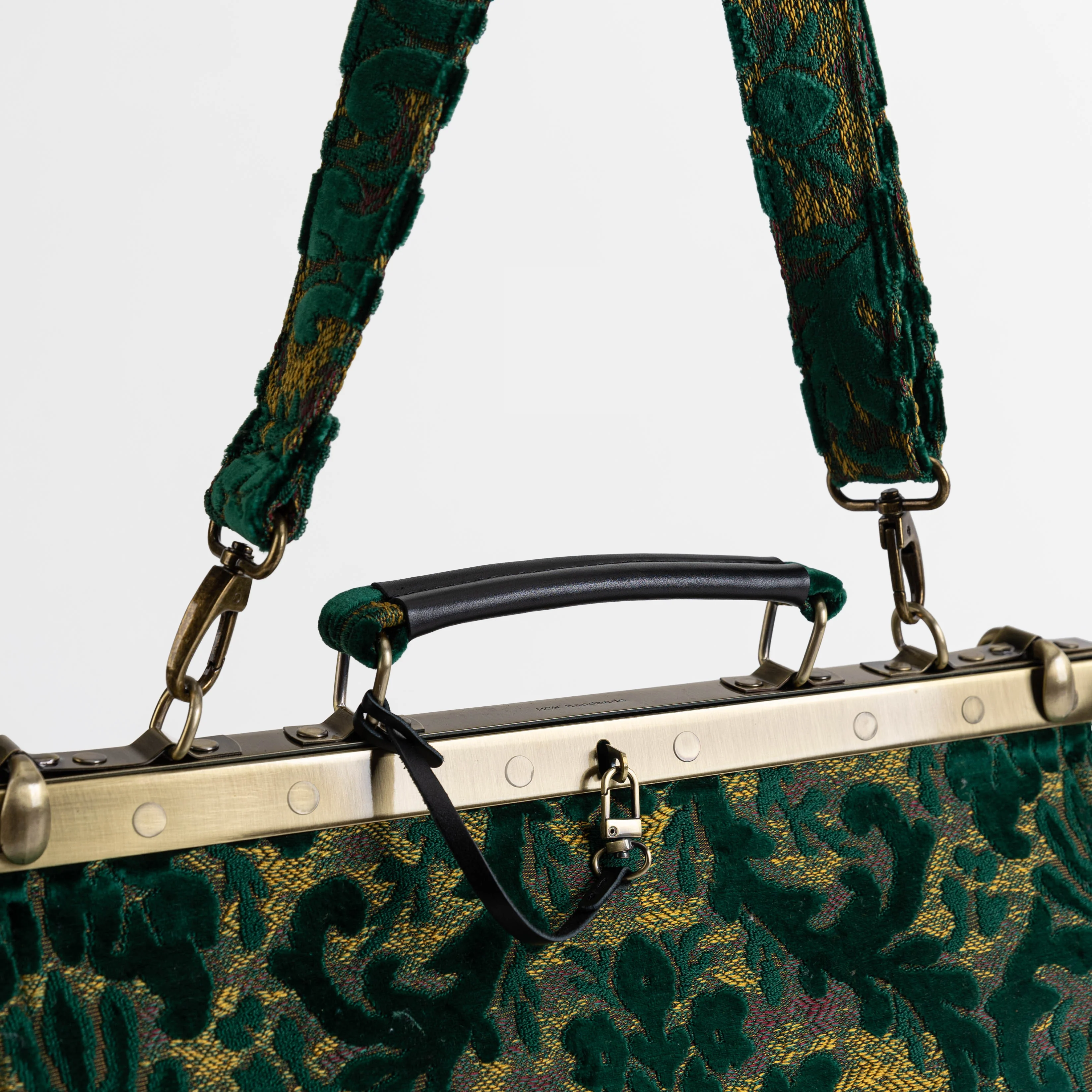 Burnout Velvet Jade Green Celine Carpet Gladstone Bag - Image 7