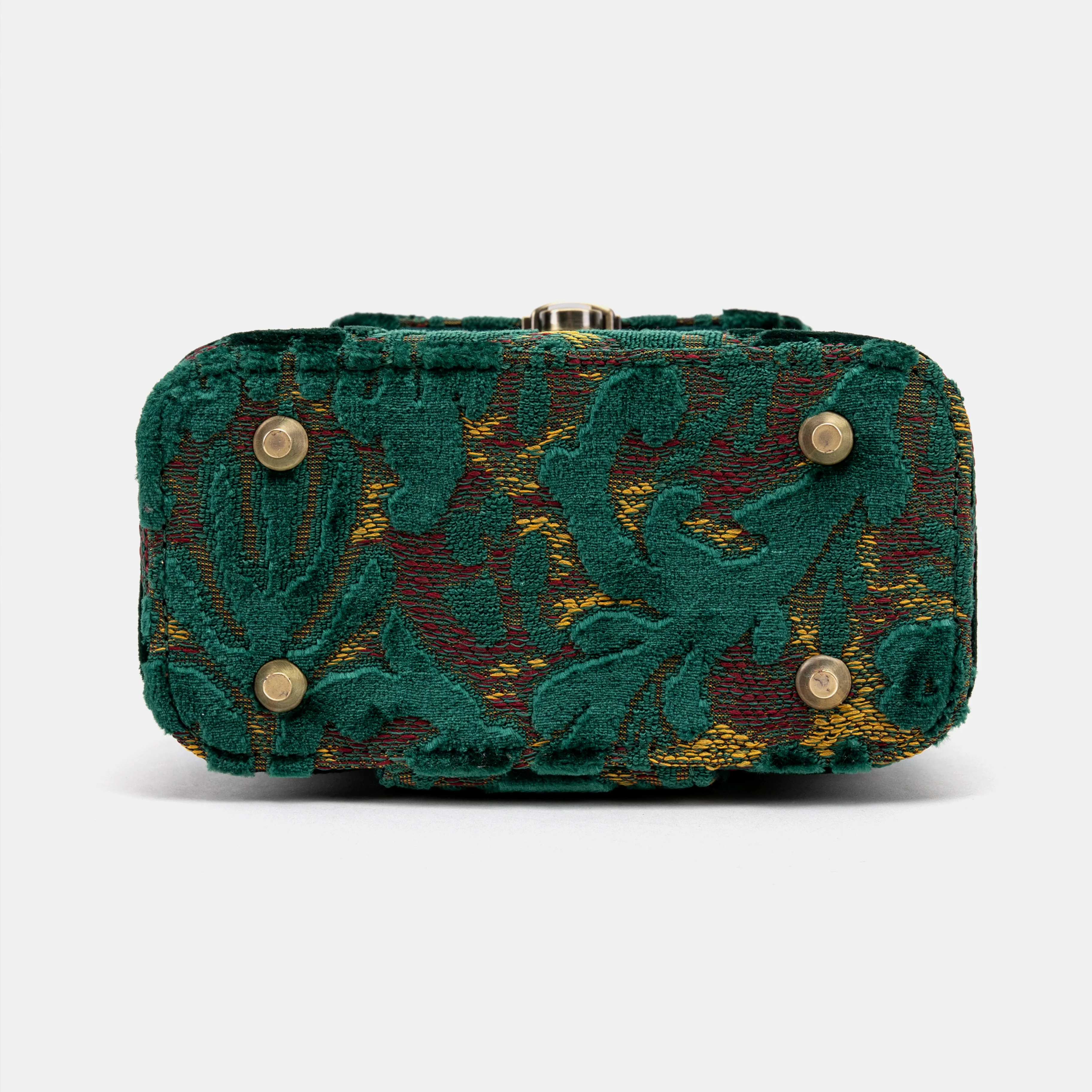 Burnout Velvet Jade Green Emma Small Train Case Crossbody - Image 10