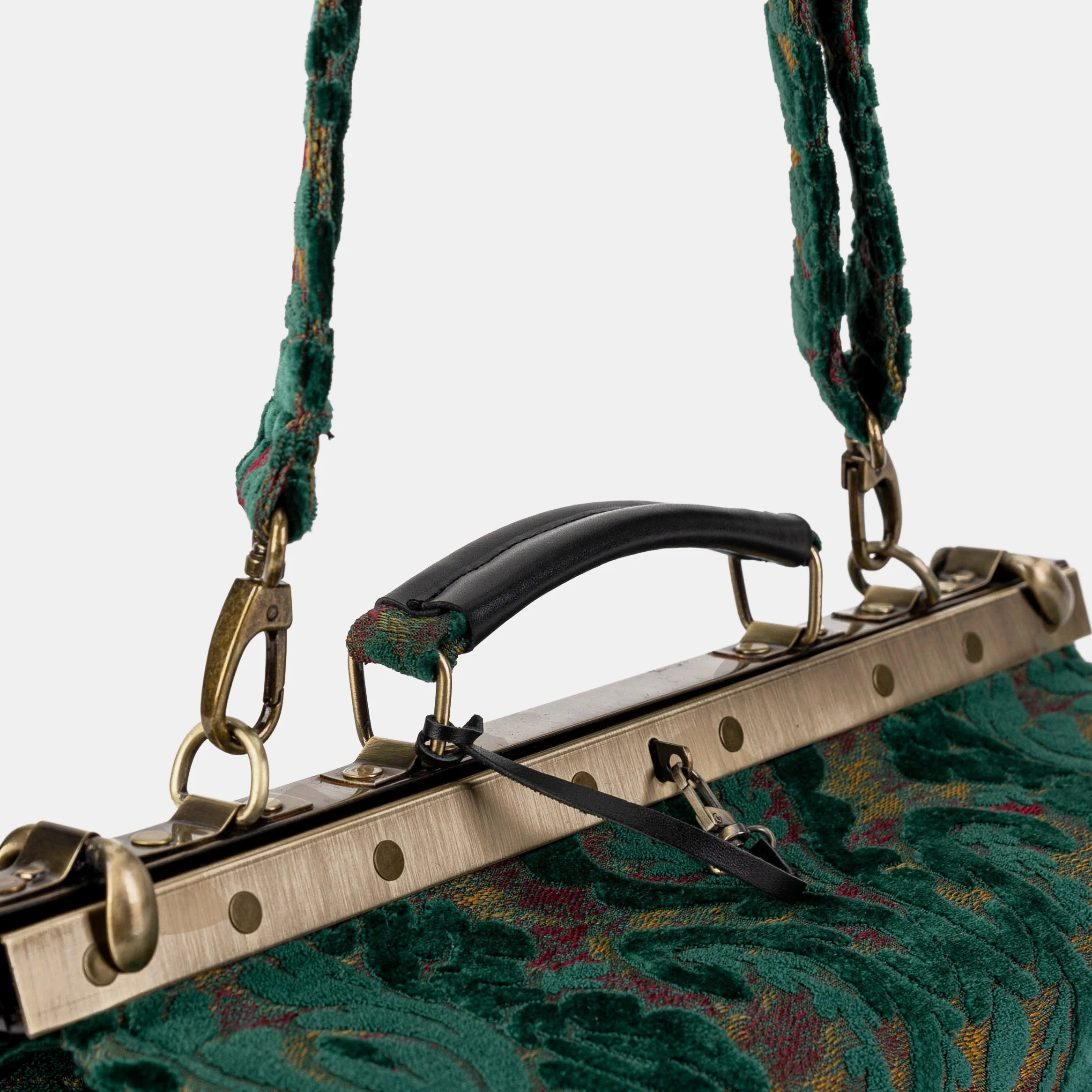Burnout Velvet Jade Green Genevieve Carpet Gladstone Bag - Image 5