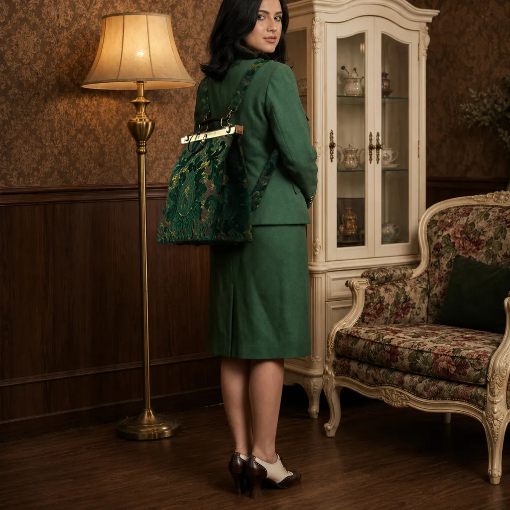Burnout Velvet Jade Green Helena Carpet Backpack Gladstone Bag