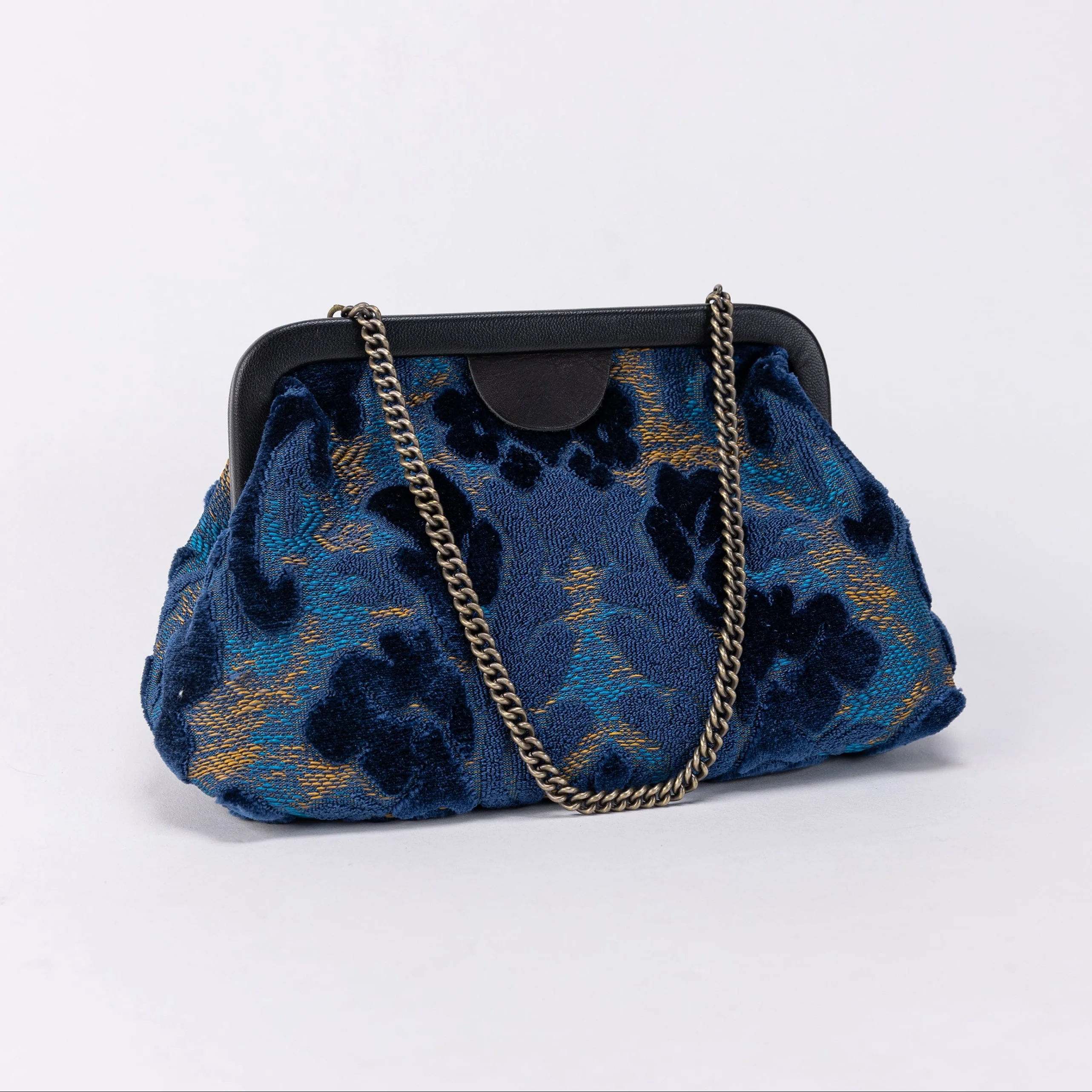 Burnout Velvet Navy Alma Clutch