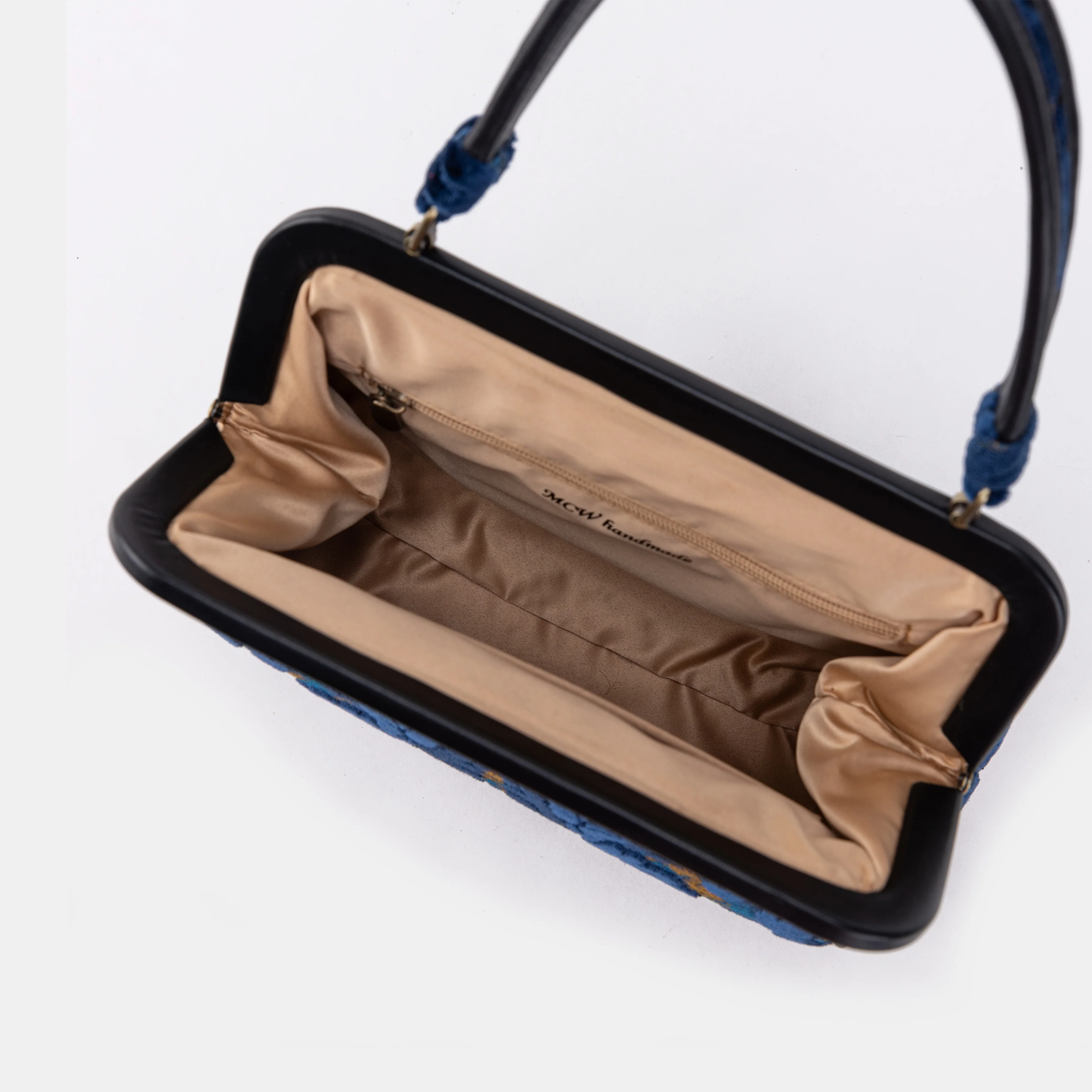 Burnout Velvet Navy Alma Satchel - Image 2