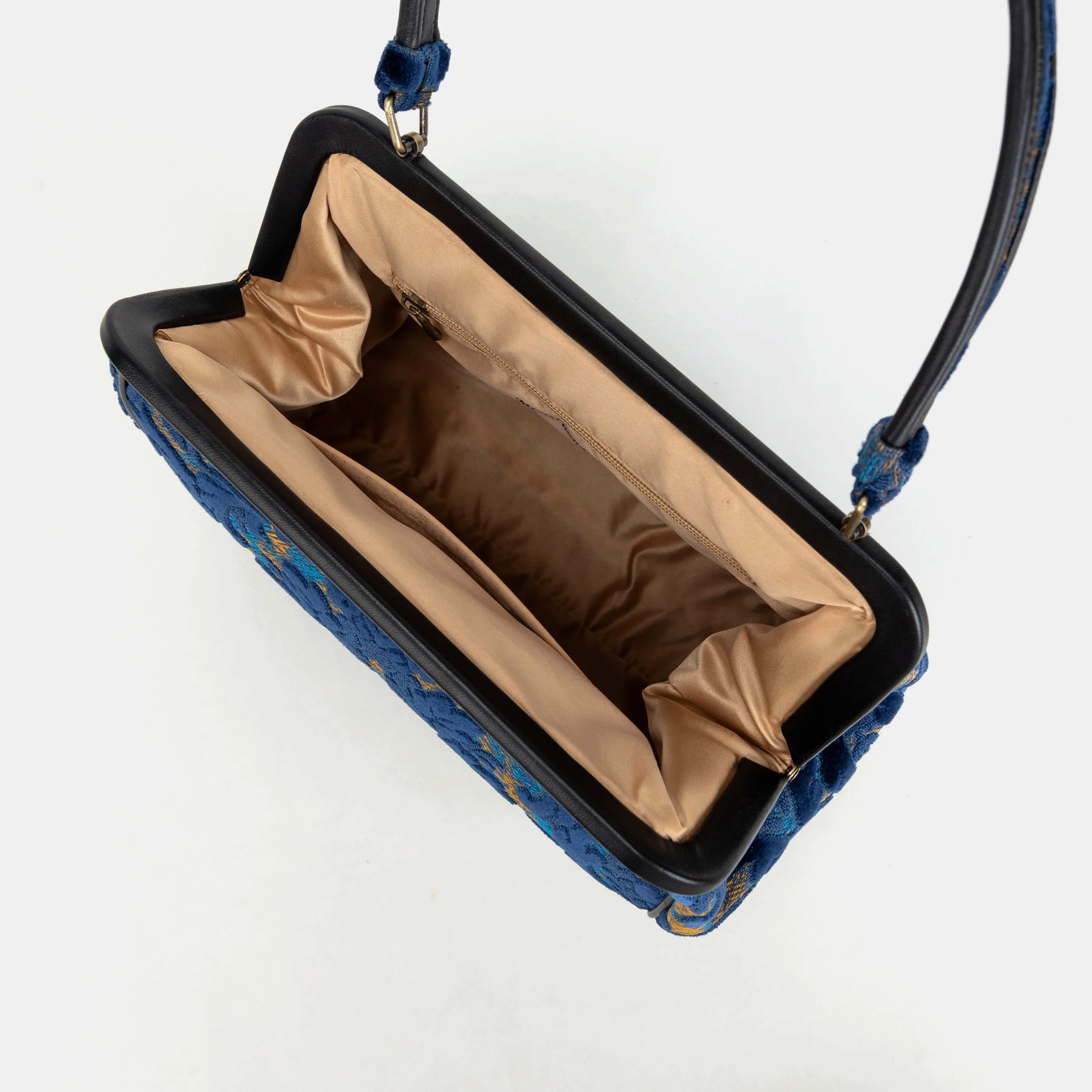 Burnout Velvet Navy Alma Shoulder Bag - Image 2