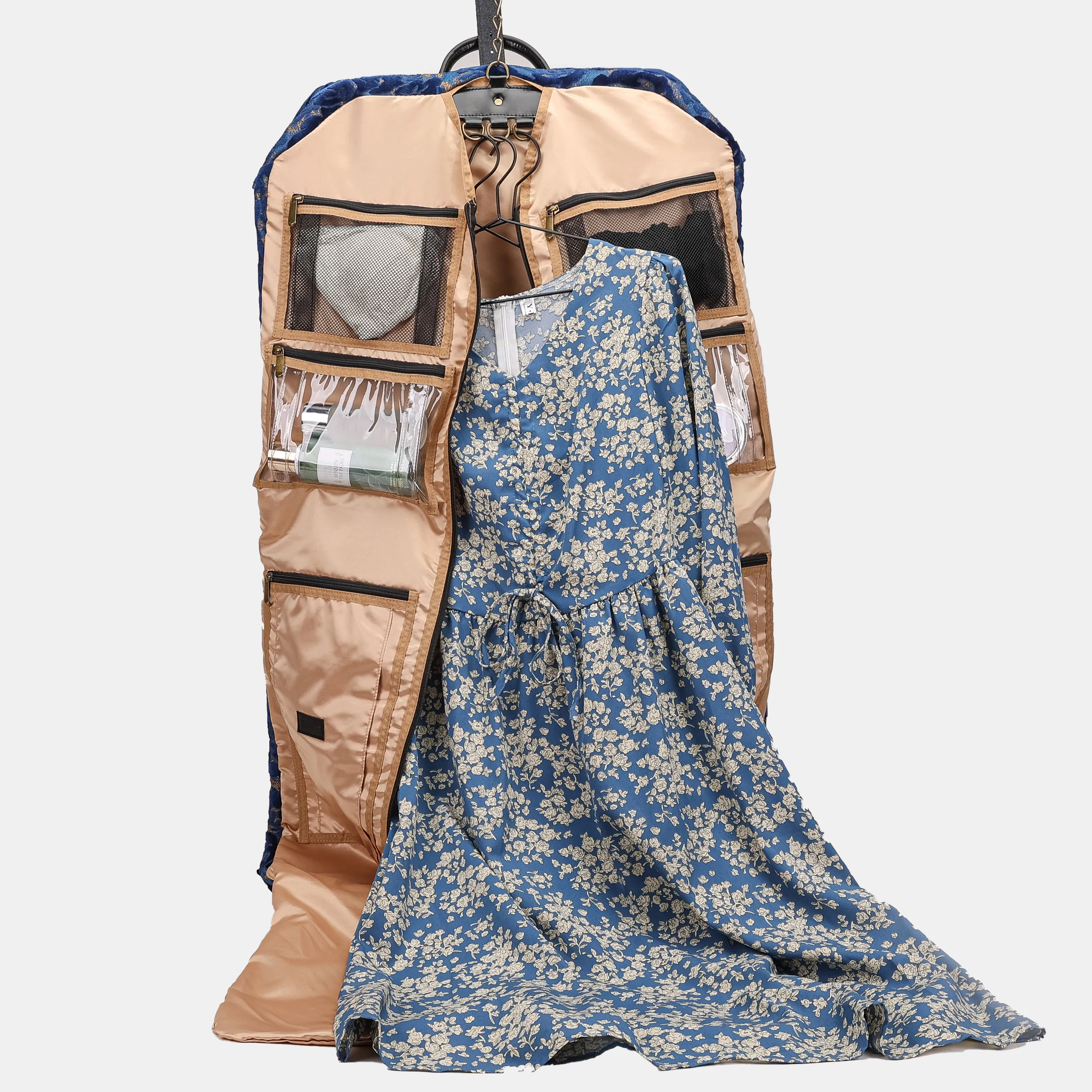 Burnout Velvet Navy Carpet Garment Bag - Image 6