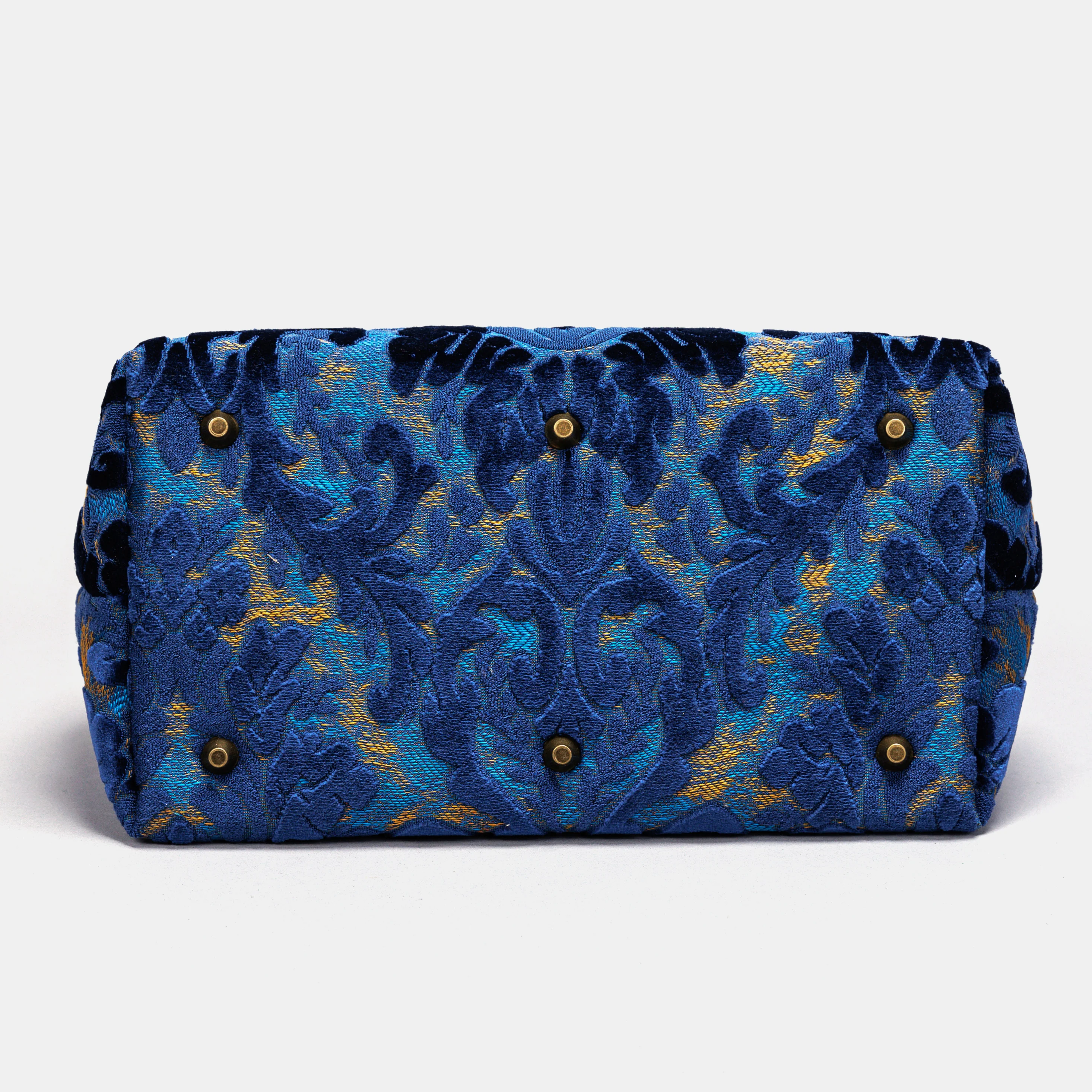 Burnout Velvet Navy Carpet Handbag Purse - Image 6