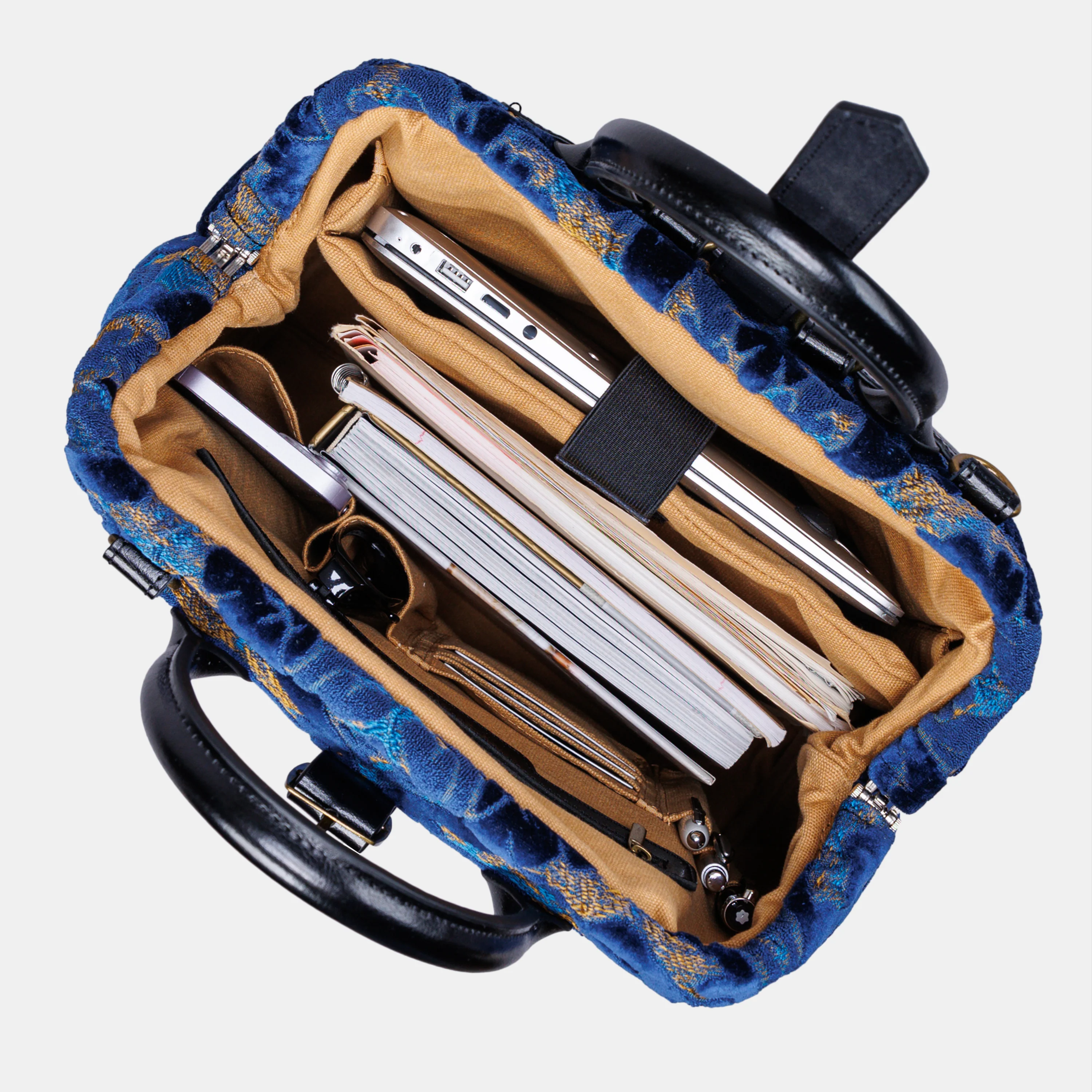 Burnout Velvet Navy Carpet Laptop Backpack - Image 8