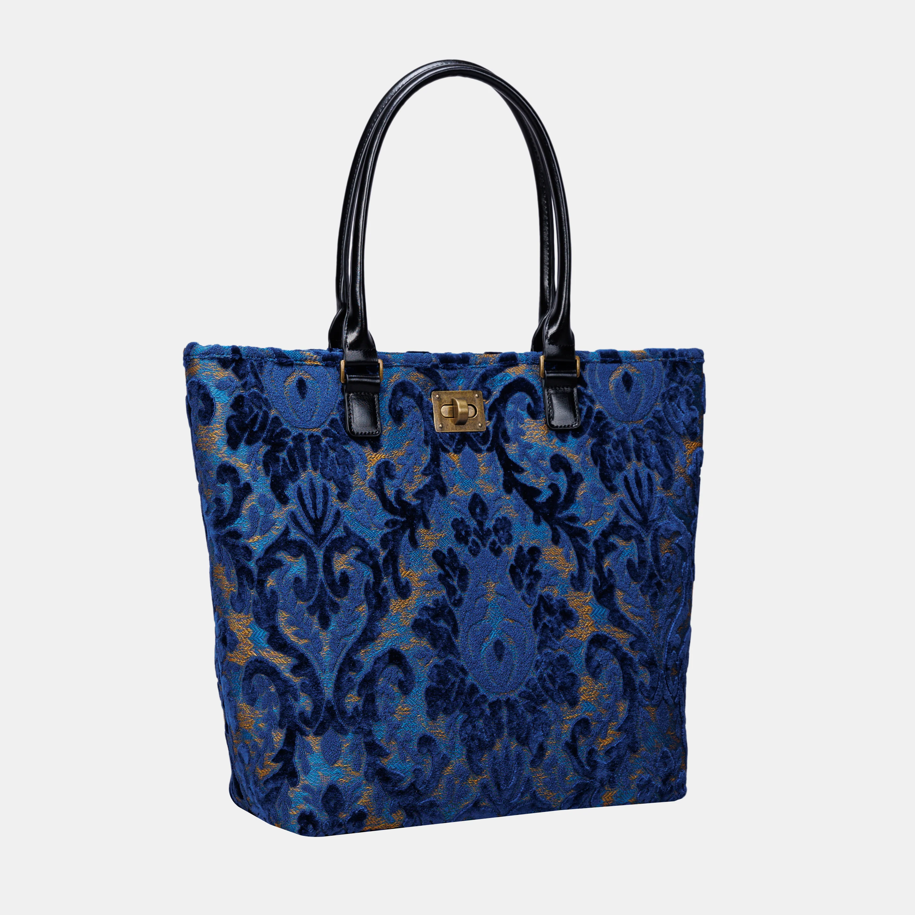 Burnout Velvet Navy Carpet Tote Shopper - Image 3