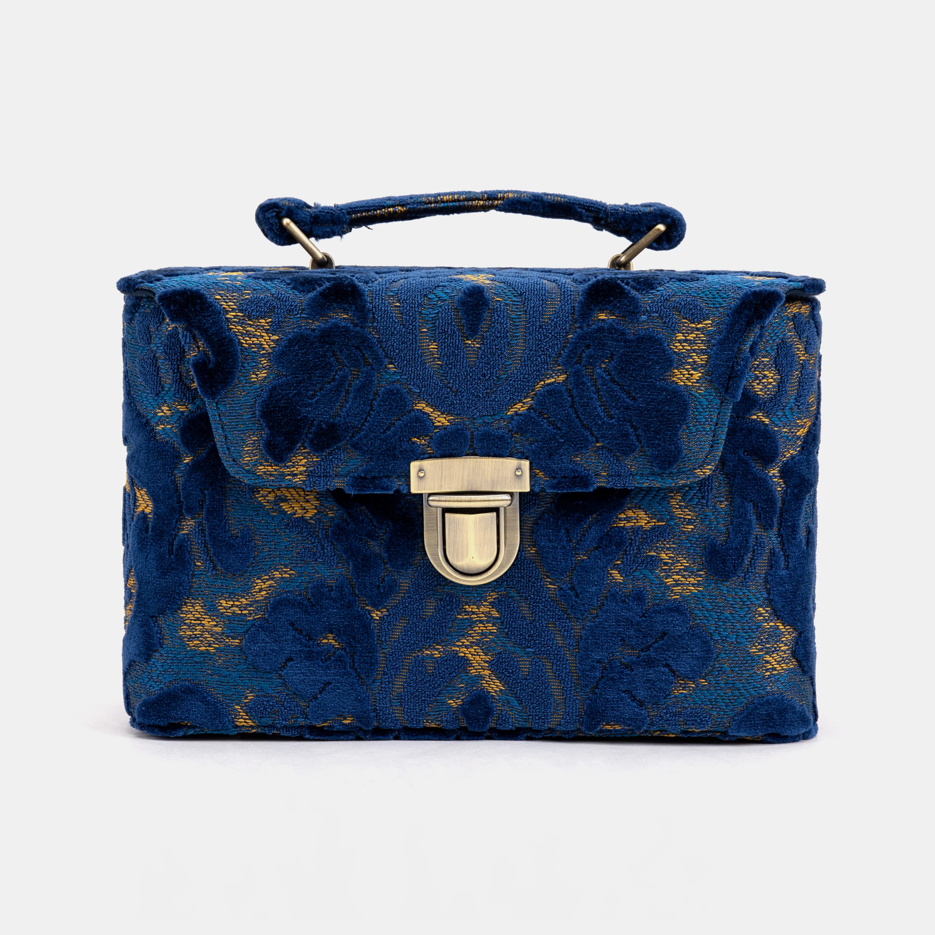 Burnout Velvet Navy Clara Medium Train Case Purse - Image 2