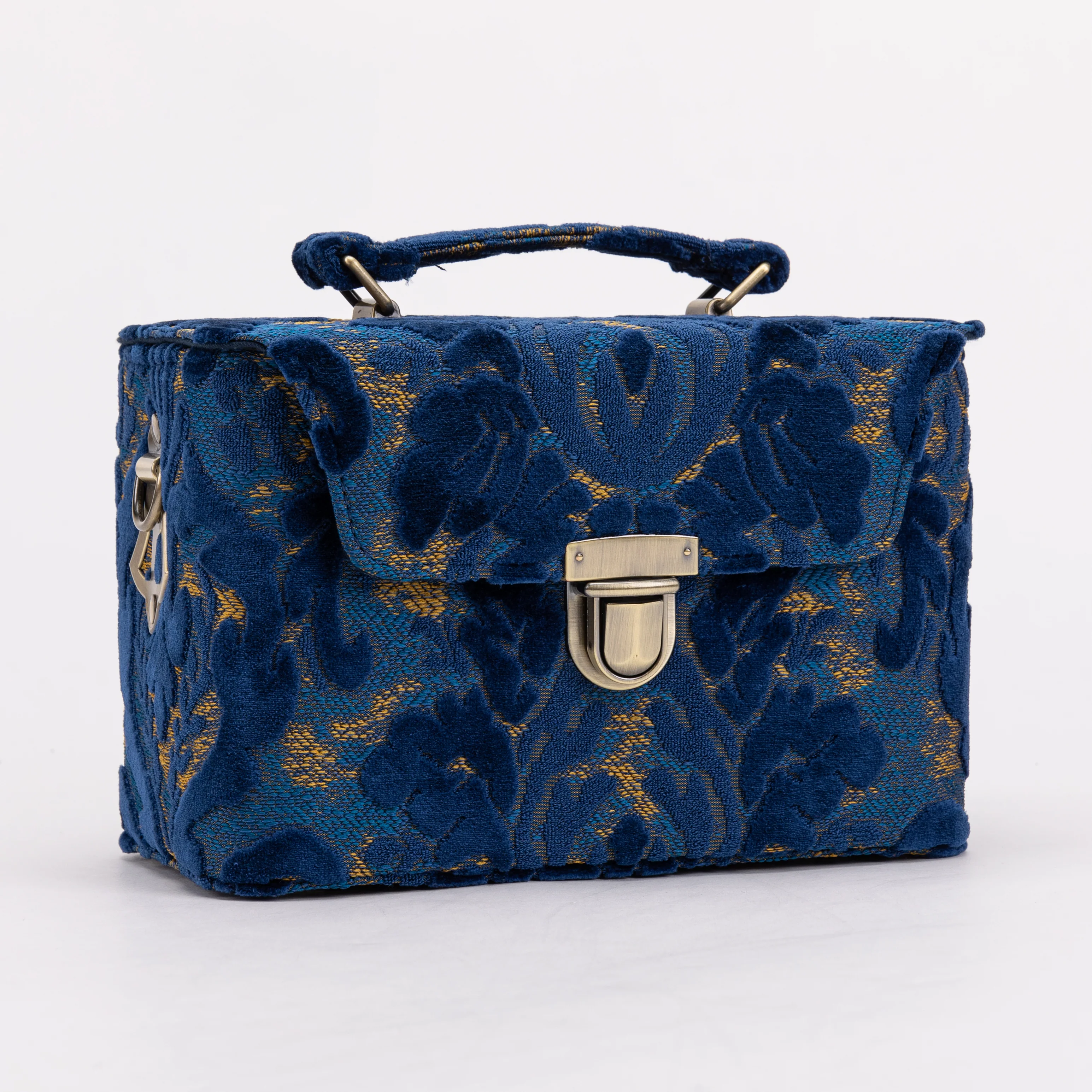Burnout Velvet Navy Clara Medium Train Case Purse - Image 3