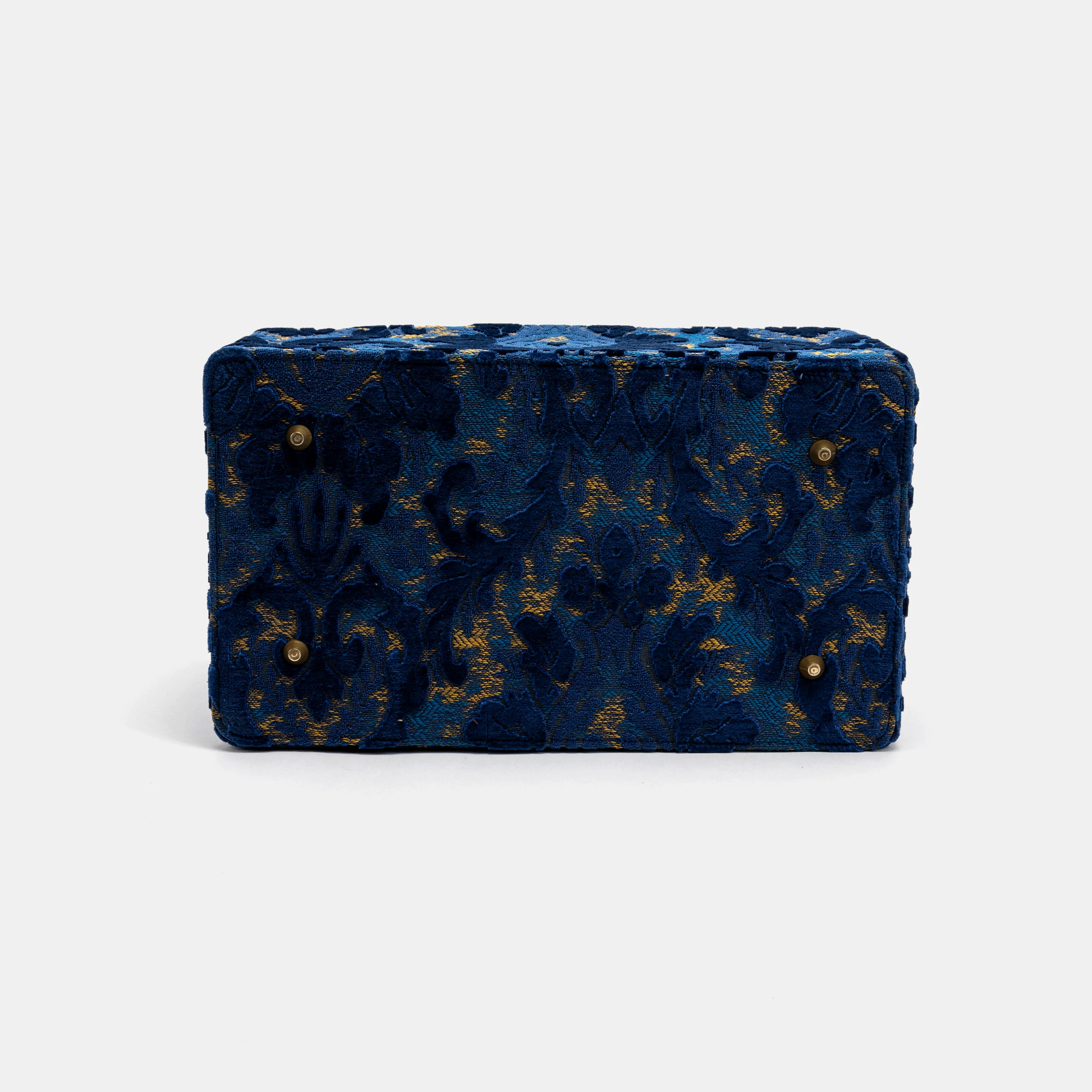 Burnout Velvet Navy Genevieve Carpet Gladstone Bag - Image 11