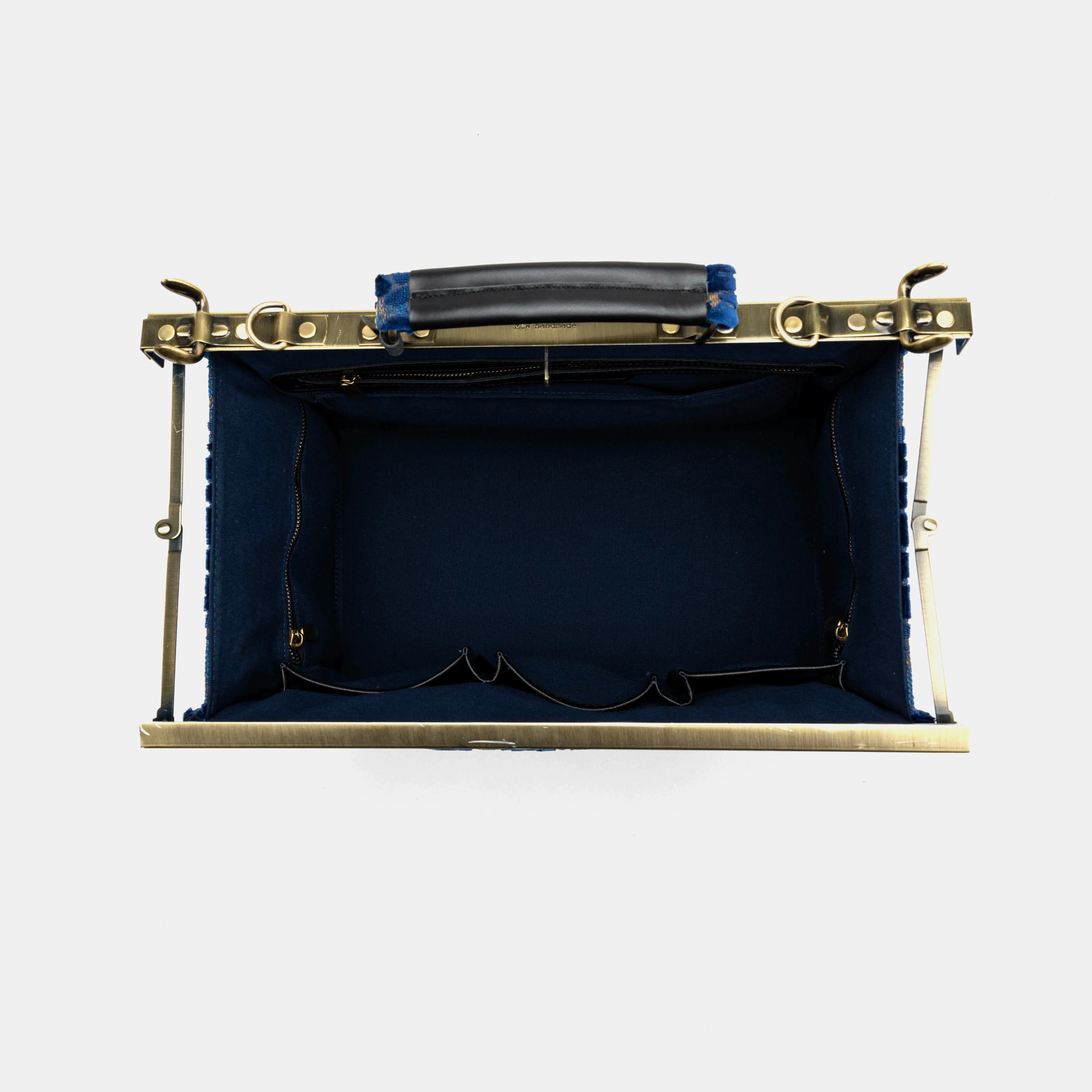 Burnout Velvet Navy Genevieve Carpet Gladstone Bag - Image 8