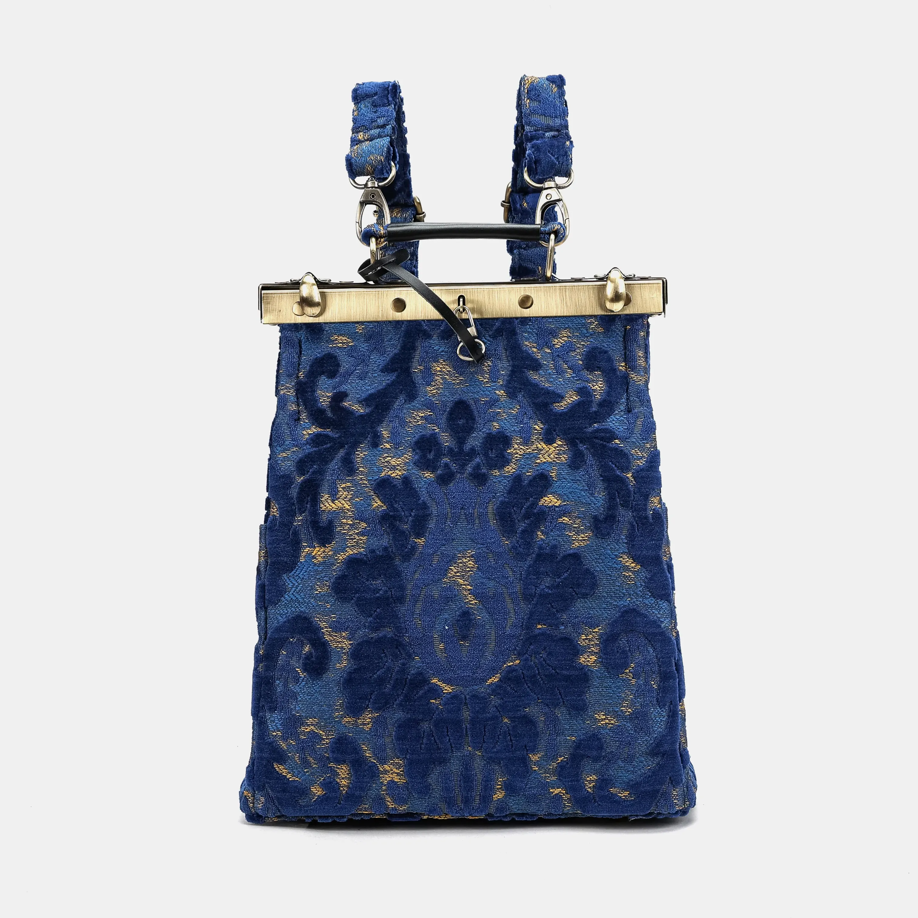 Burnout Velvet Navy Helena Carpet Backpack Gladstone Bag