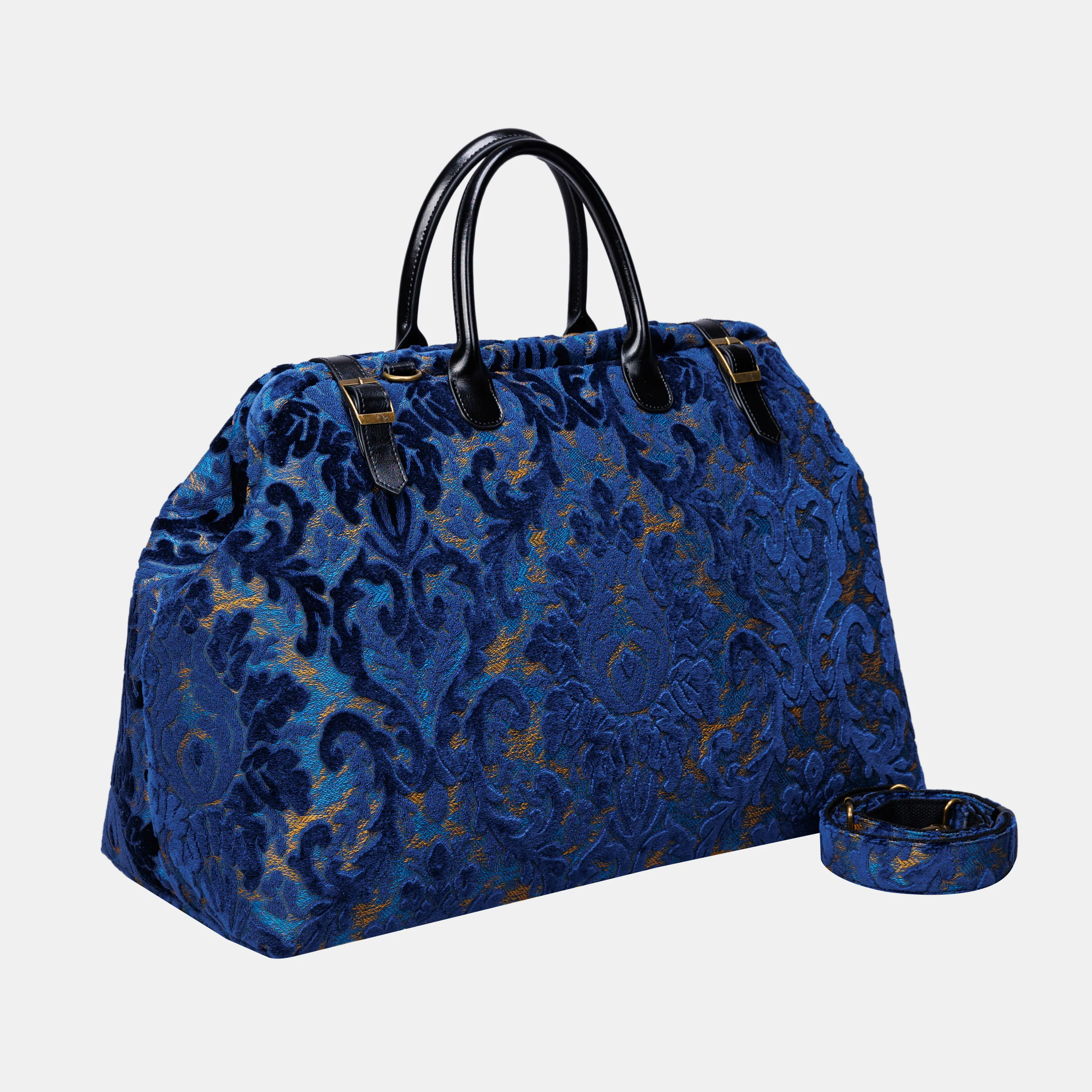 Burnout Velvet Navy Large Carpetbag - Image 2
