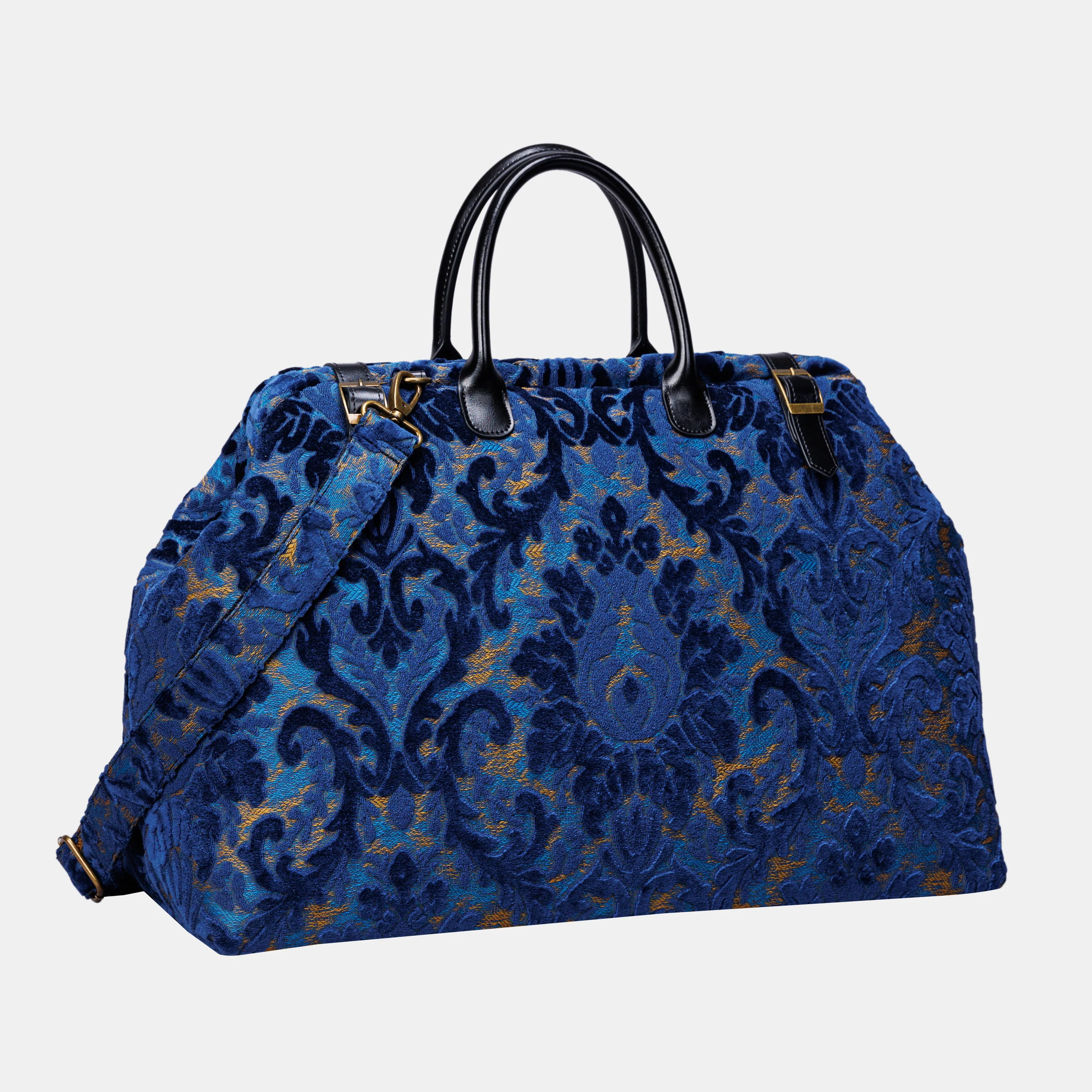 Burnout Velvet Navy Large Carpetbag - Image 3