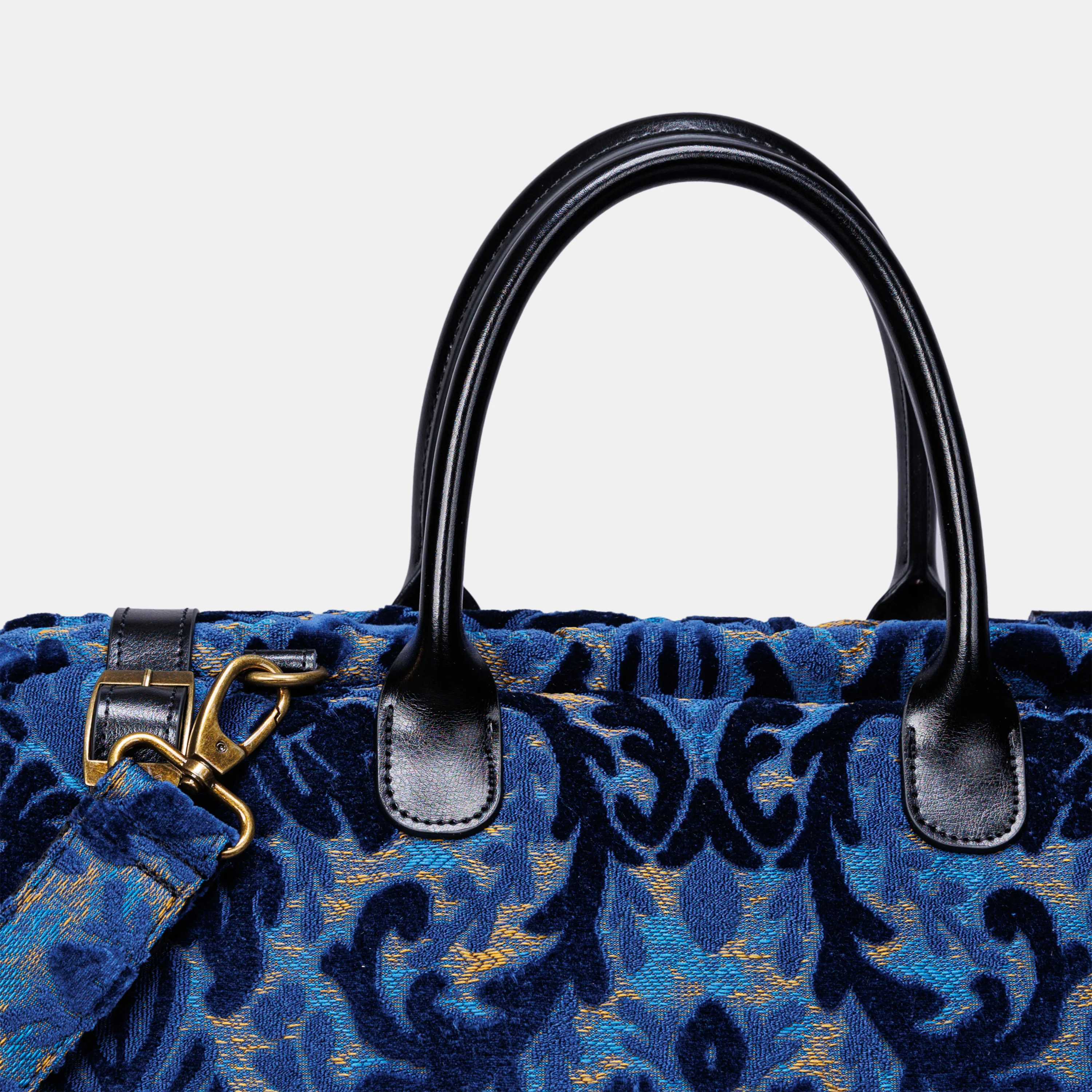 Burnout Velvet Navy Large Carpetbag - Image 5