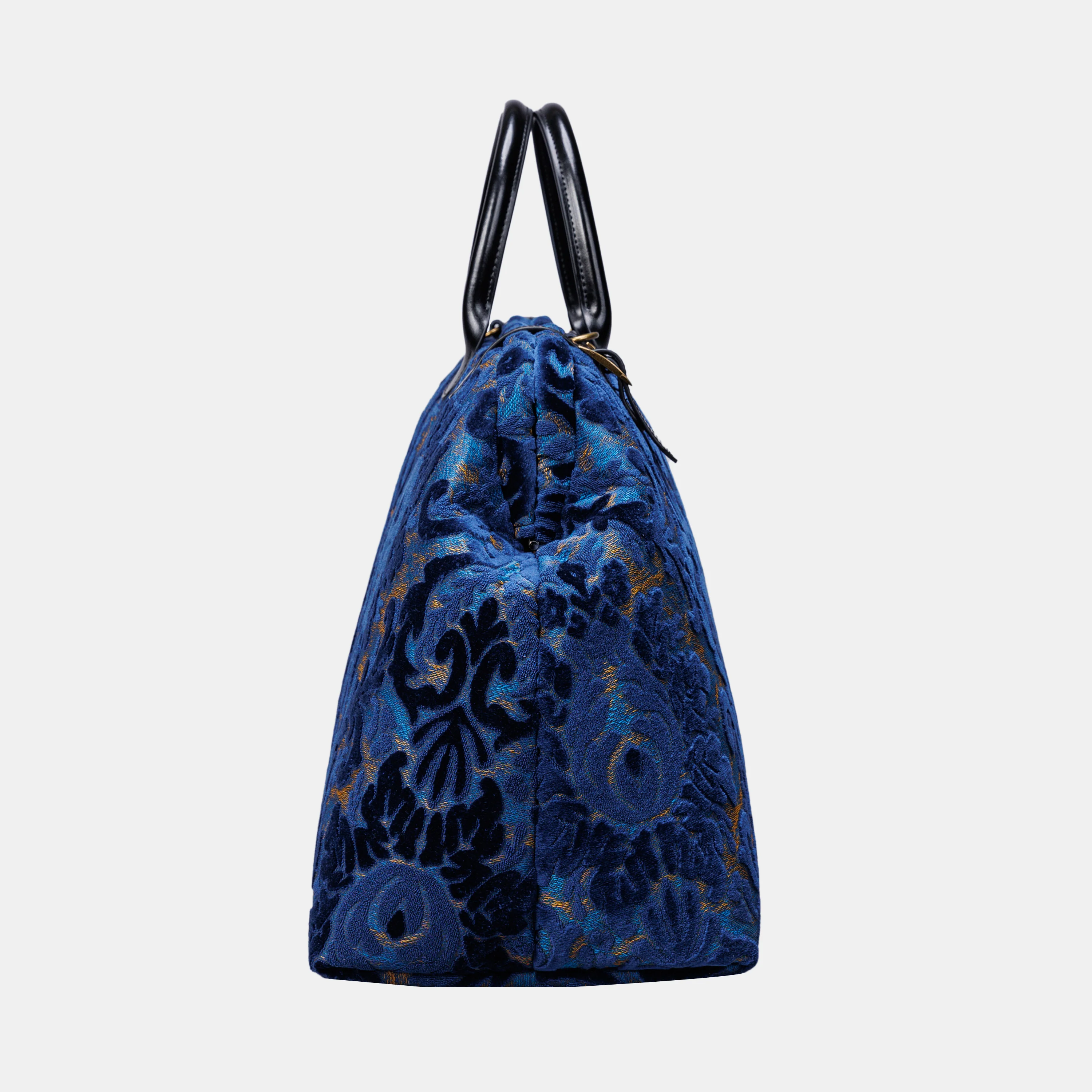 Burnout Velvet Navy Large Carpetbag - Image 6