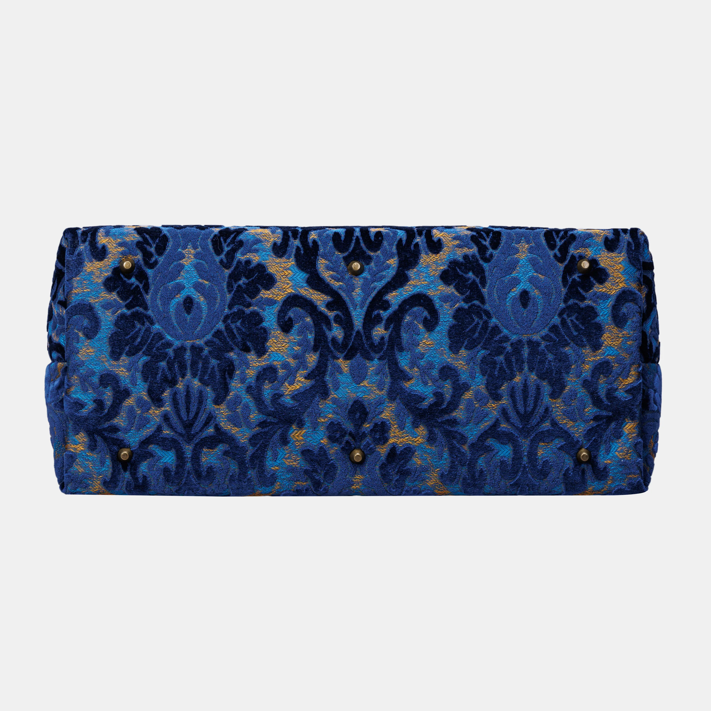 Burnout Velvet Navy Large Carpetbag - Image 7
