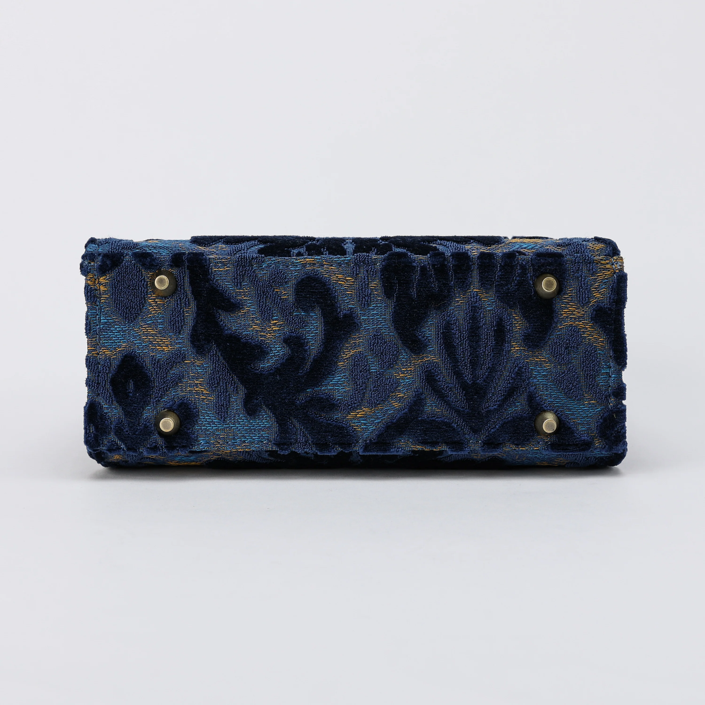 Burnout Velvet Navy Flap Satchel - Image 5