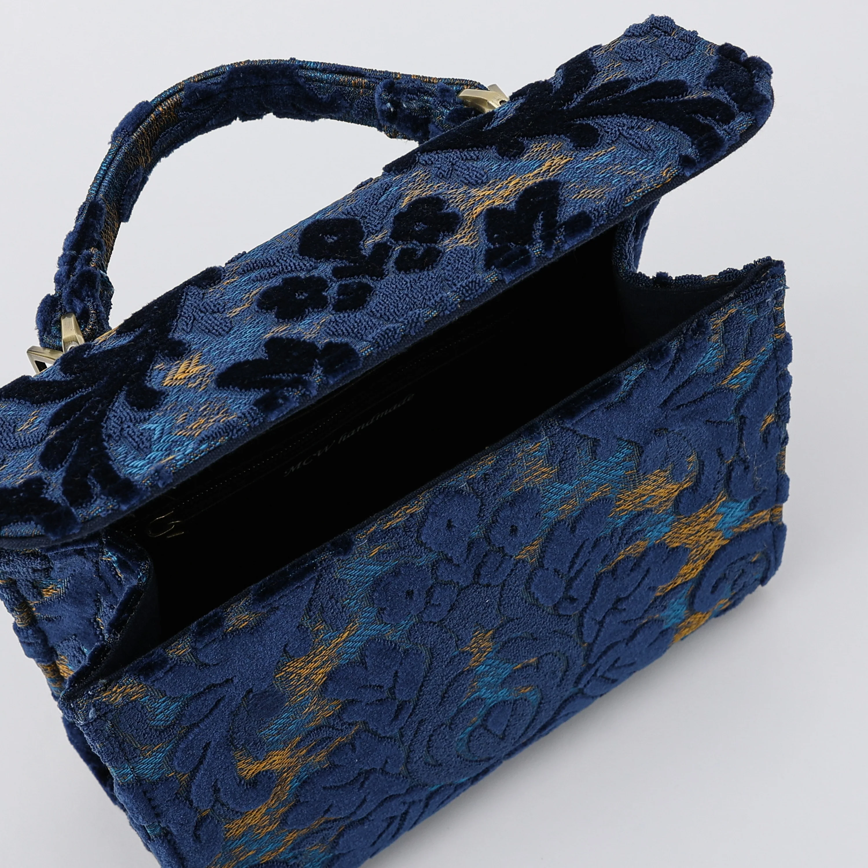 Burnout Velvet Navy Flap Satchel - Image 7