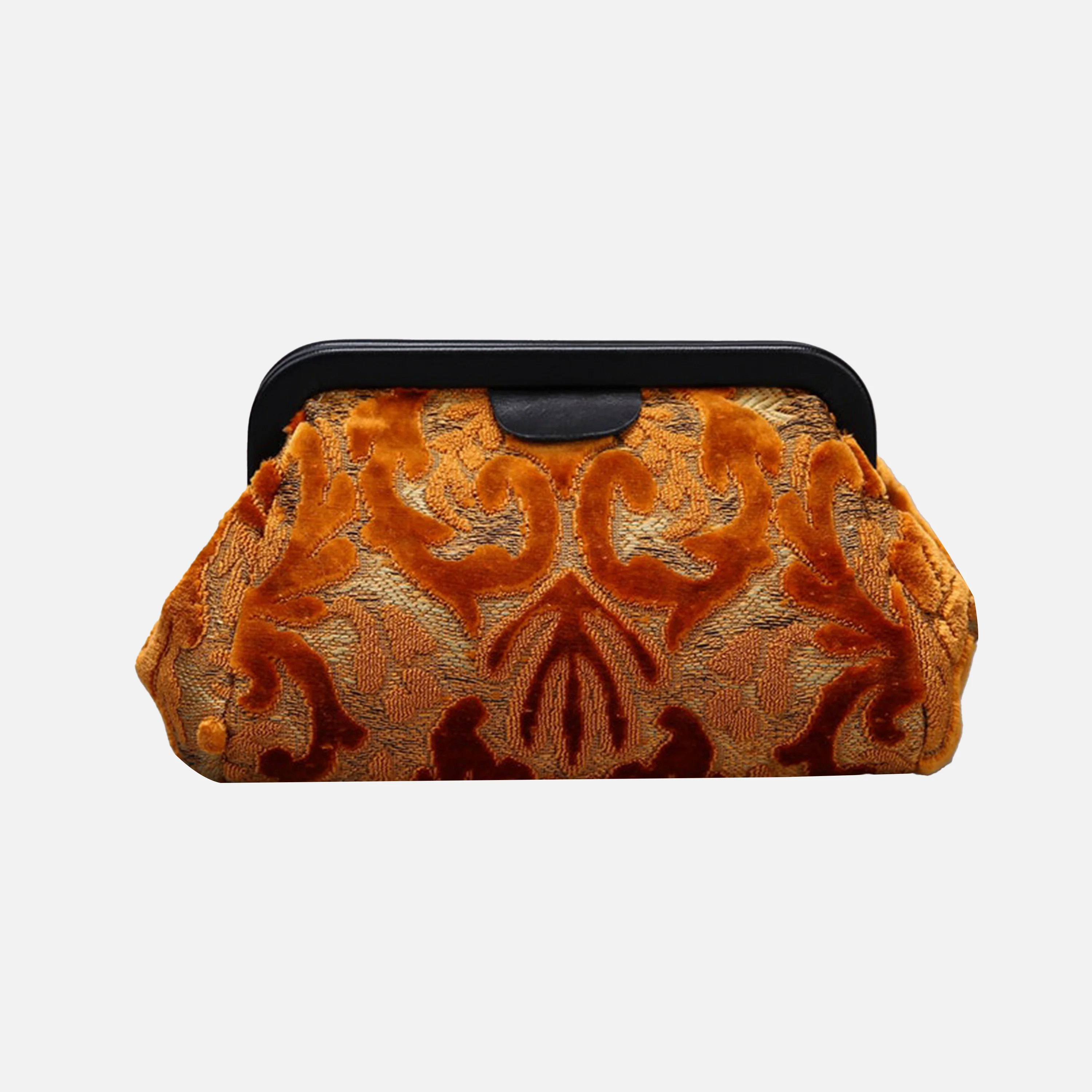 Burnout Velvet Orange Evening Bag Clutch - Image 3