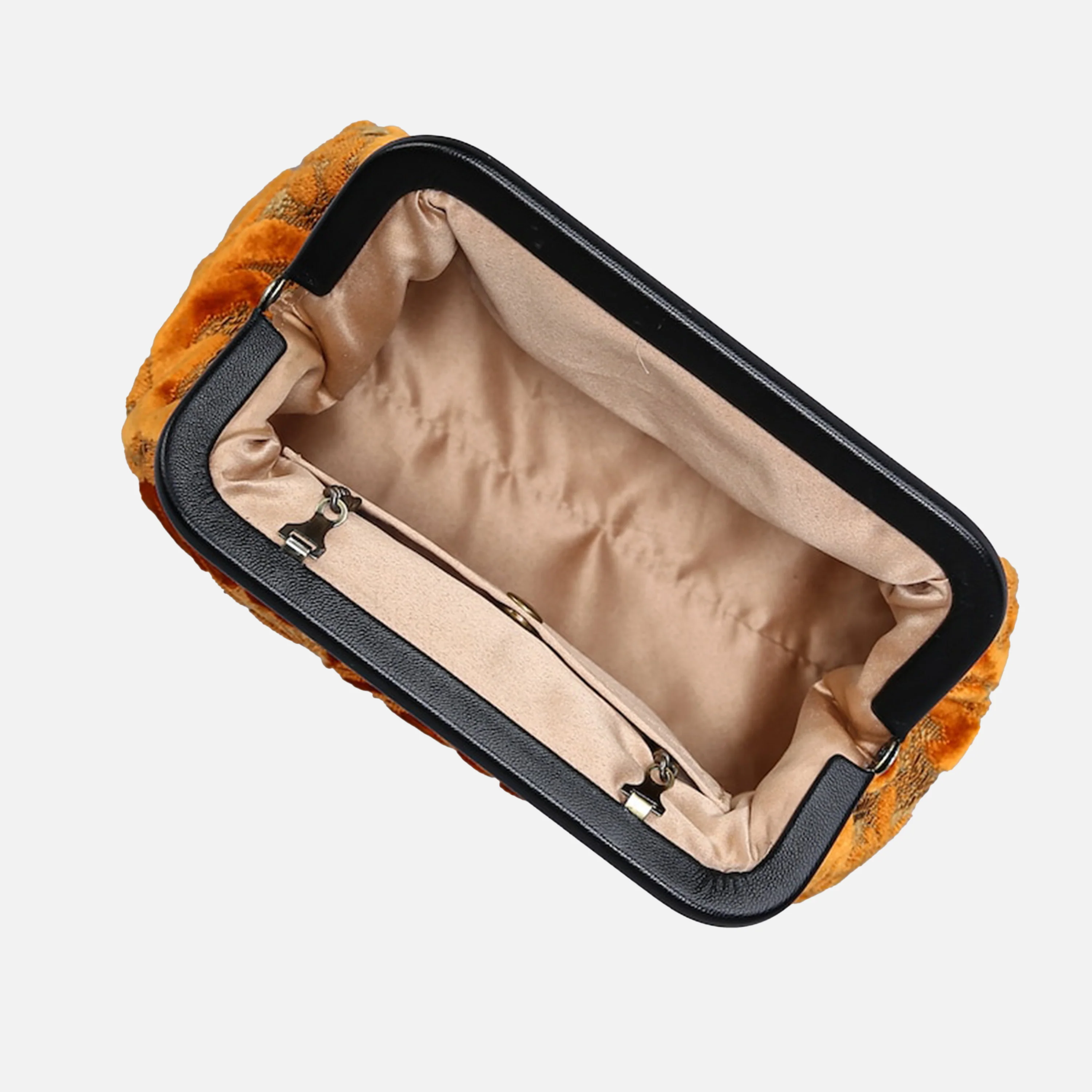 Burnout Velvet Orange Evening Bag Clutch - Image 6