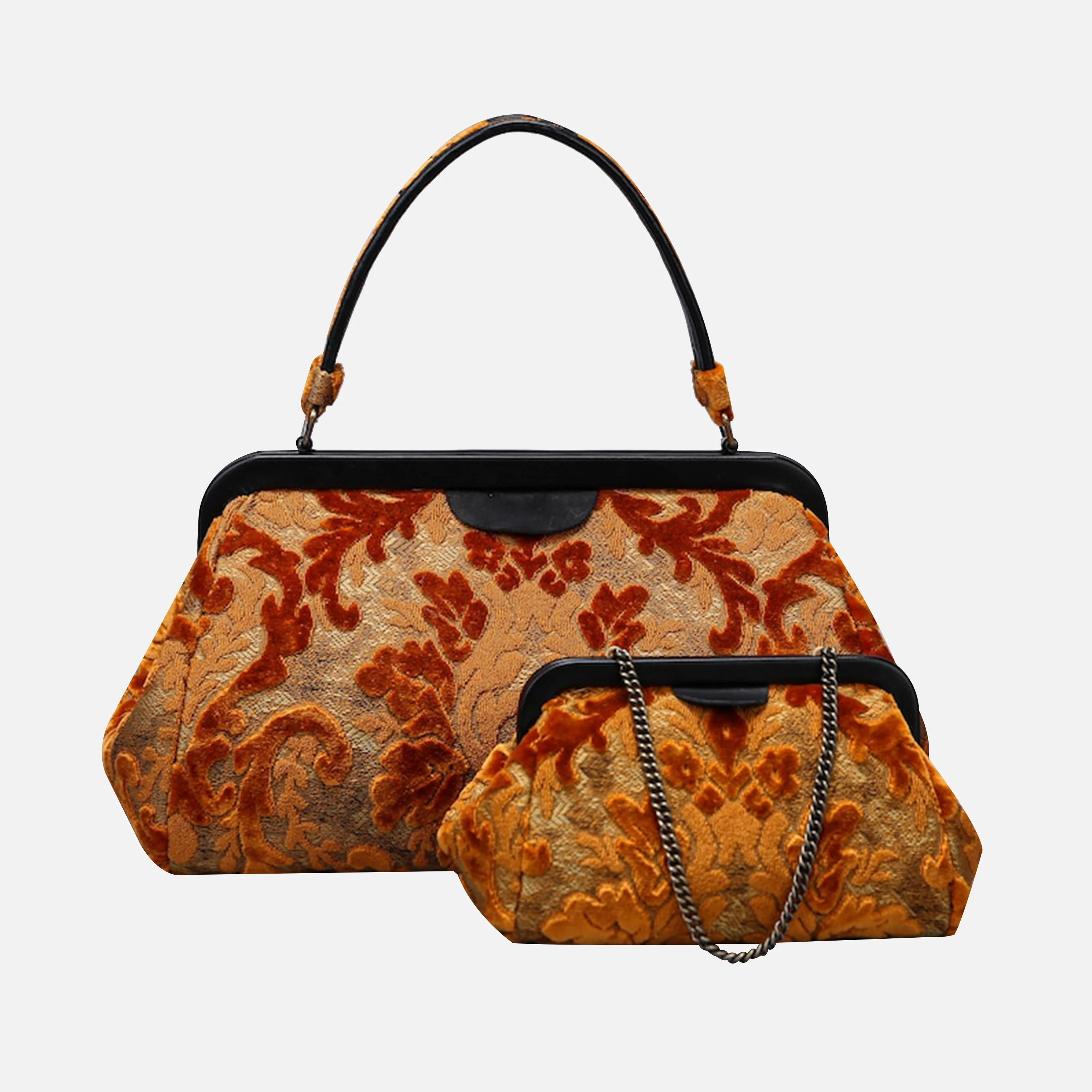 Burnout Velvet Orange Evening Bag Clutch - Image 8