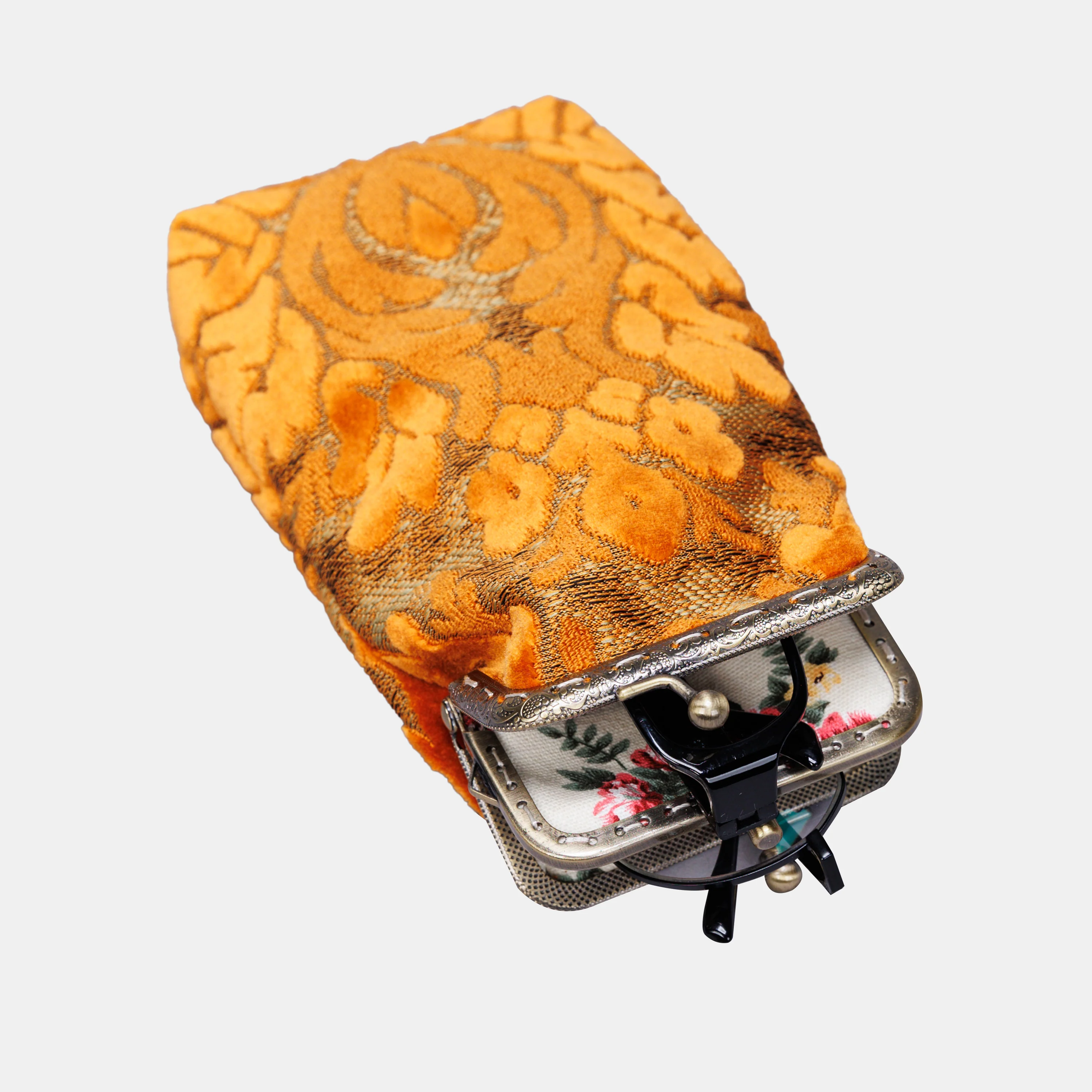 Burnout Velvet Orange Carpet Eyeglasses Case - Image 5