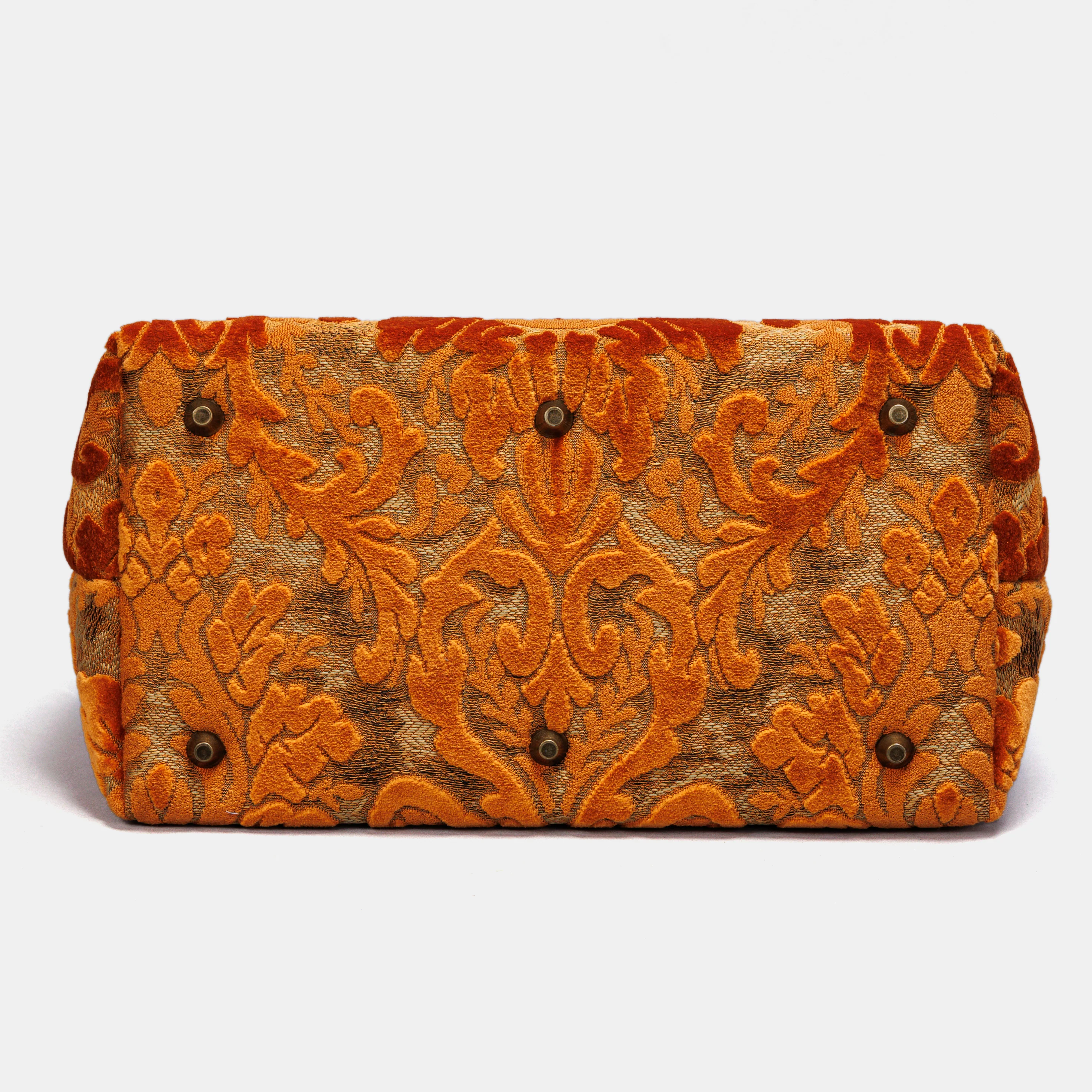 Burnout Velvet Orange Carpet Handbag Purse - Image 6