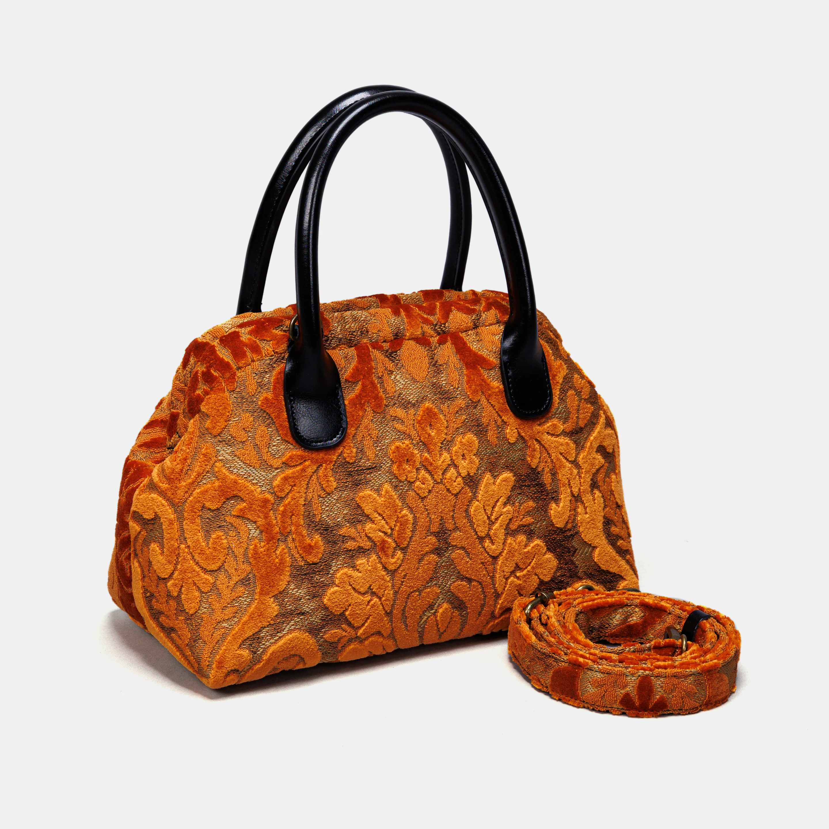 Burnout Velvet Orange Carpet Satchel - Image 2