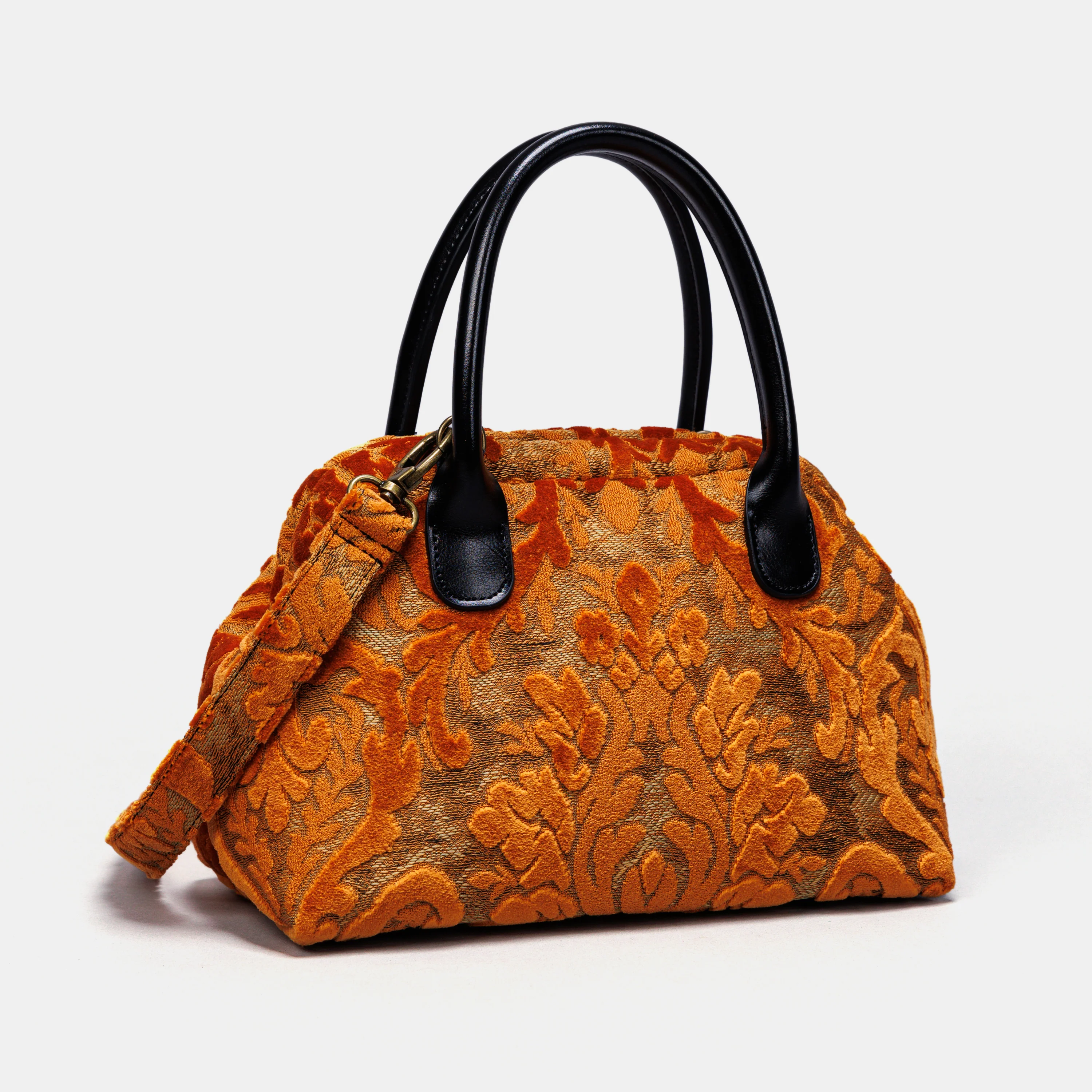 Burnout Velvet Orange Carpet Satchel - Image 3