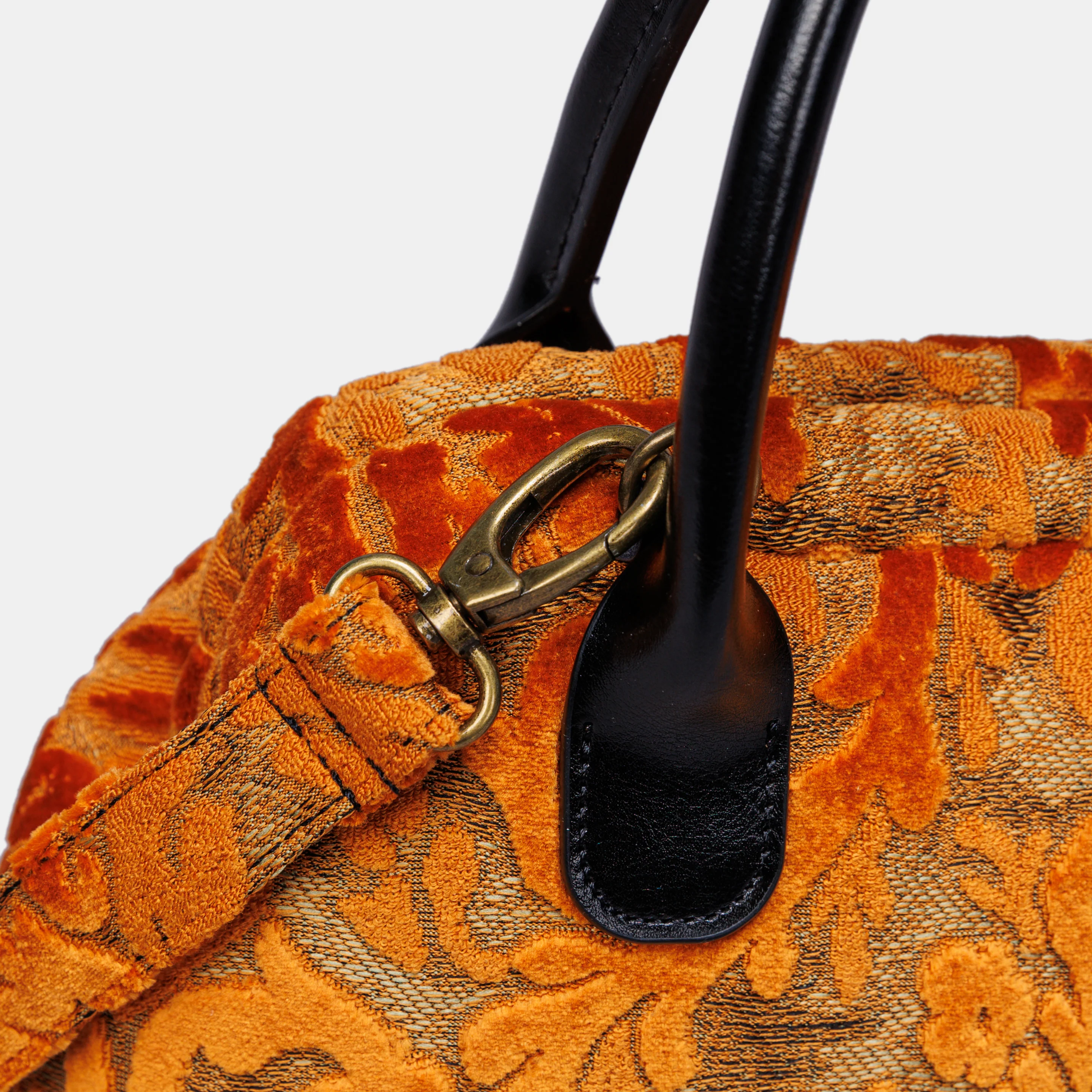 Burnout Velvet Orange Carpet Satchel - Image 5