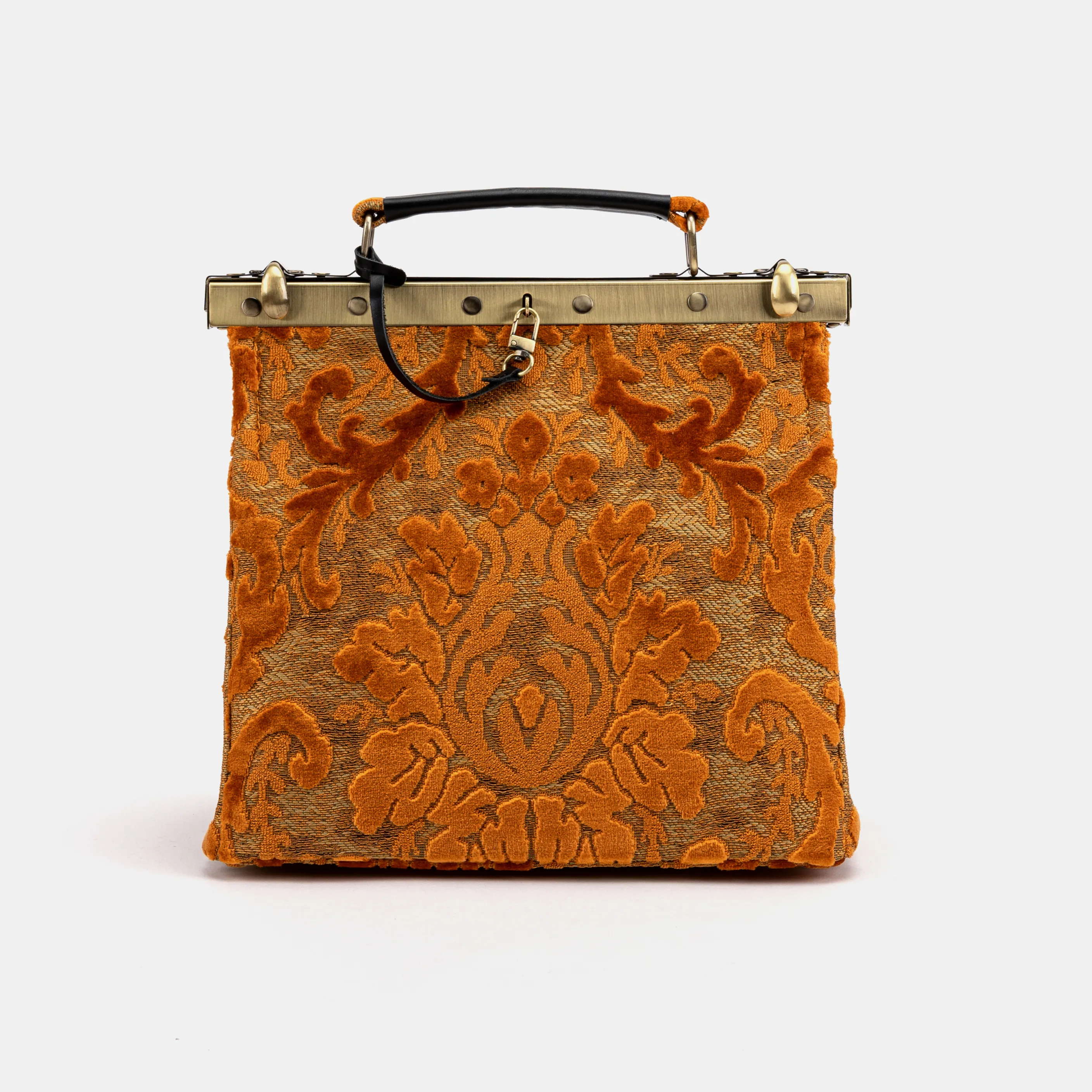 Burnout Velvet Orange Cecile Carpet Purse Gladstone Bag