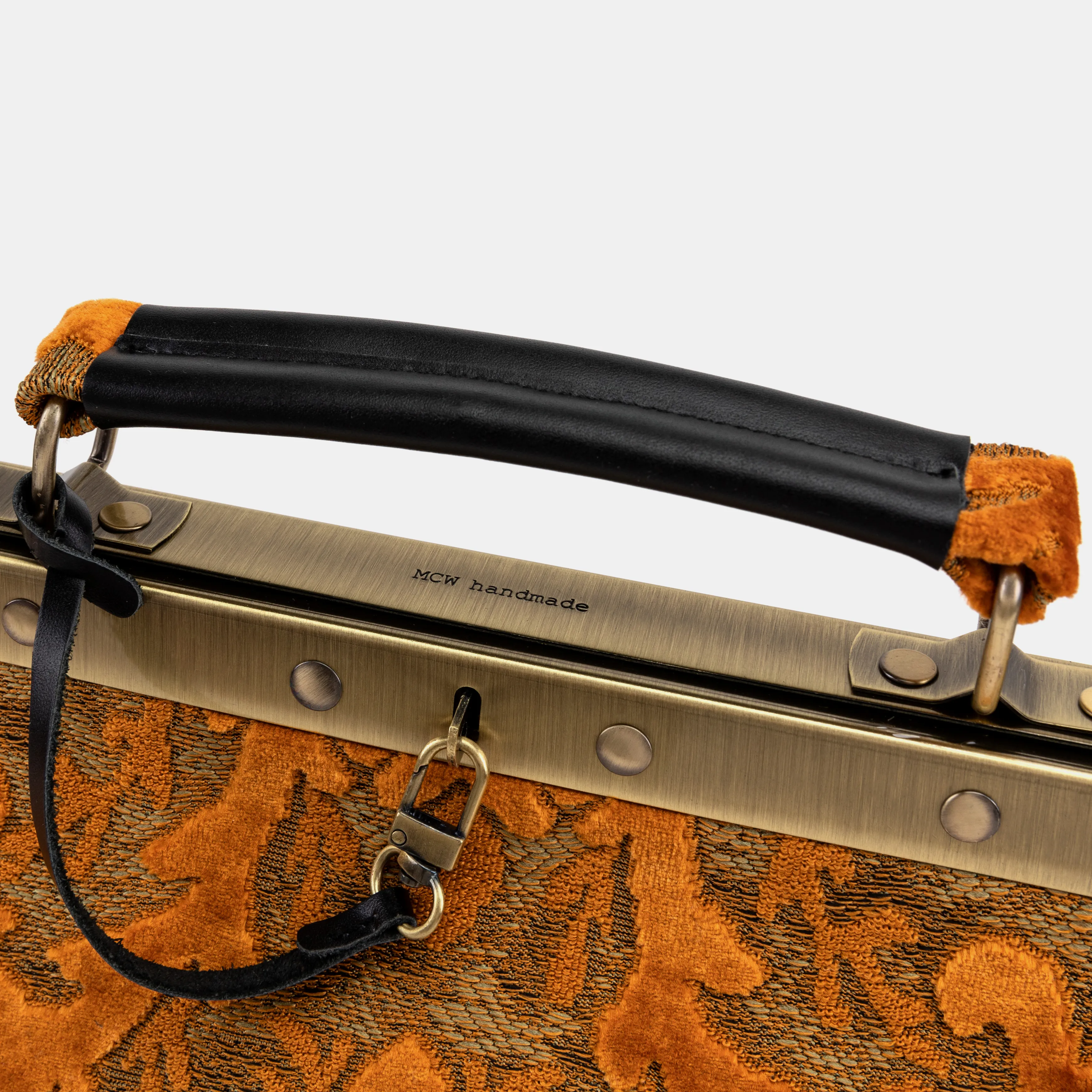 Burnout Velvet Orange Cecile Carpet Purse Gladstone Bag - Image 7