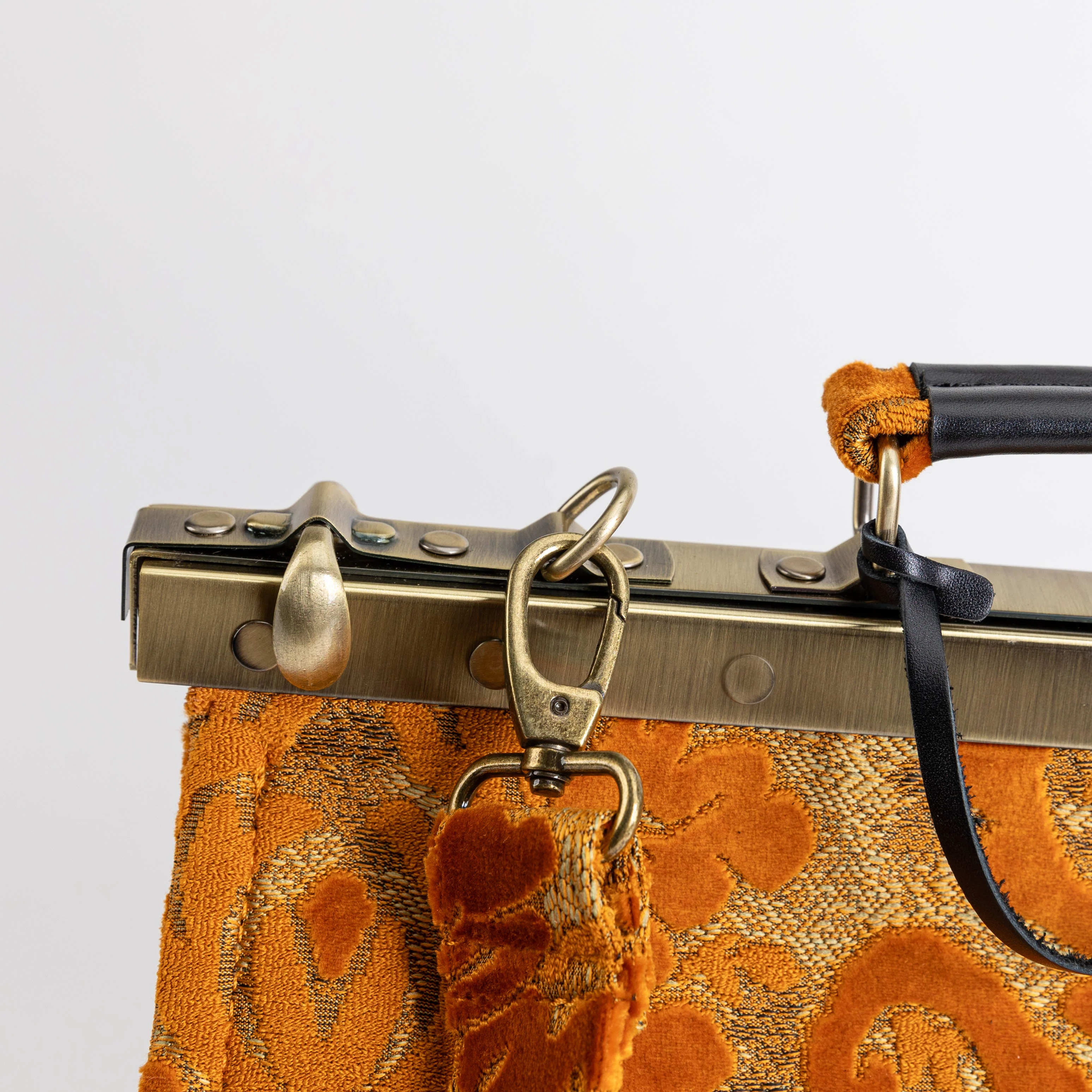 Burnout Velvet Orange Celine Carpet Gladstone Bag - Image 7