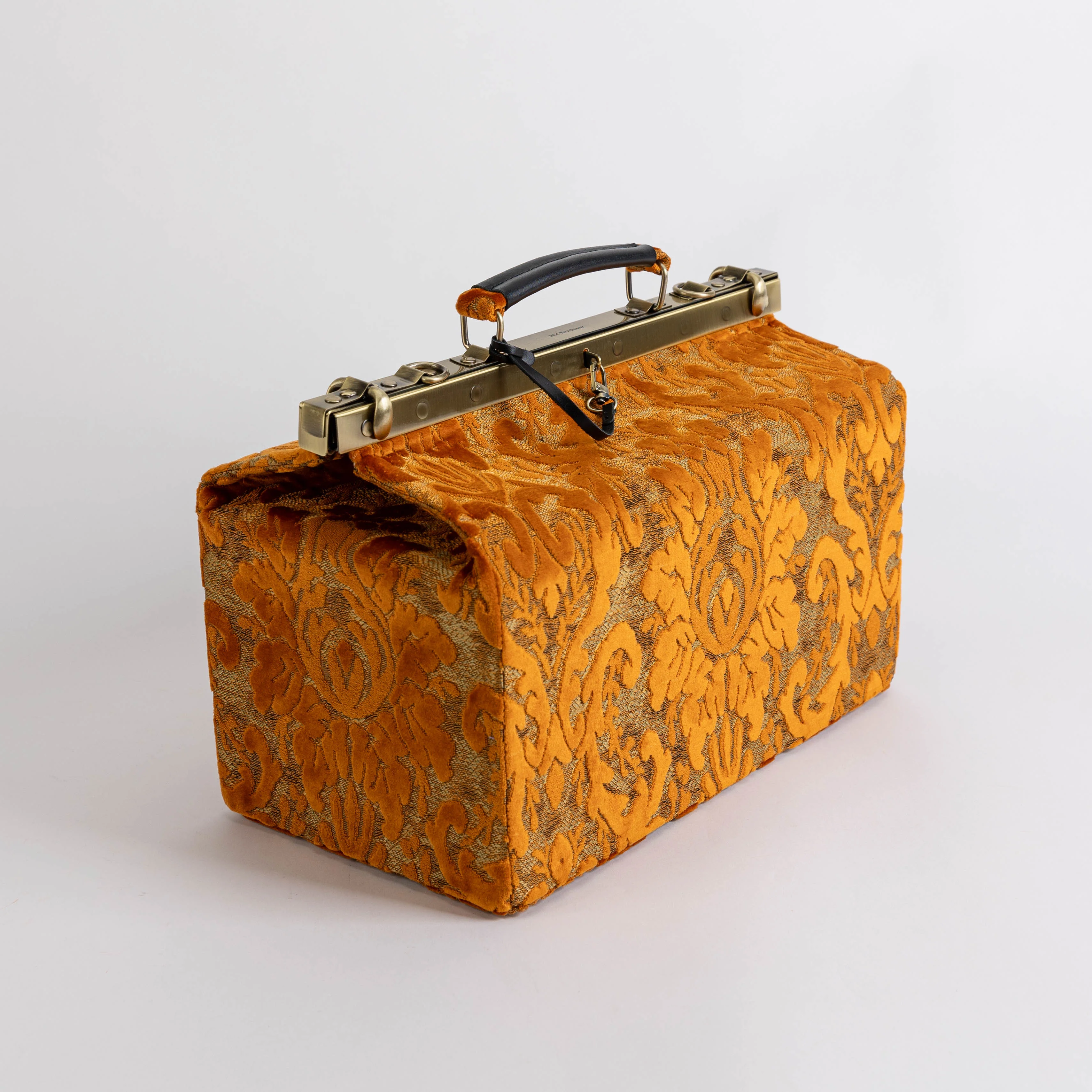 Burnout Velvet Orange Genevieve Carpet Gladstone Bag - Image 3