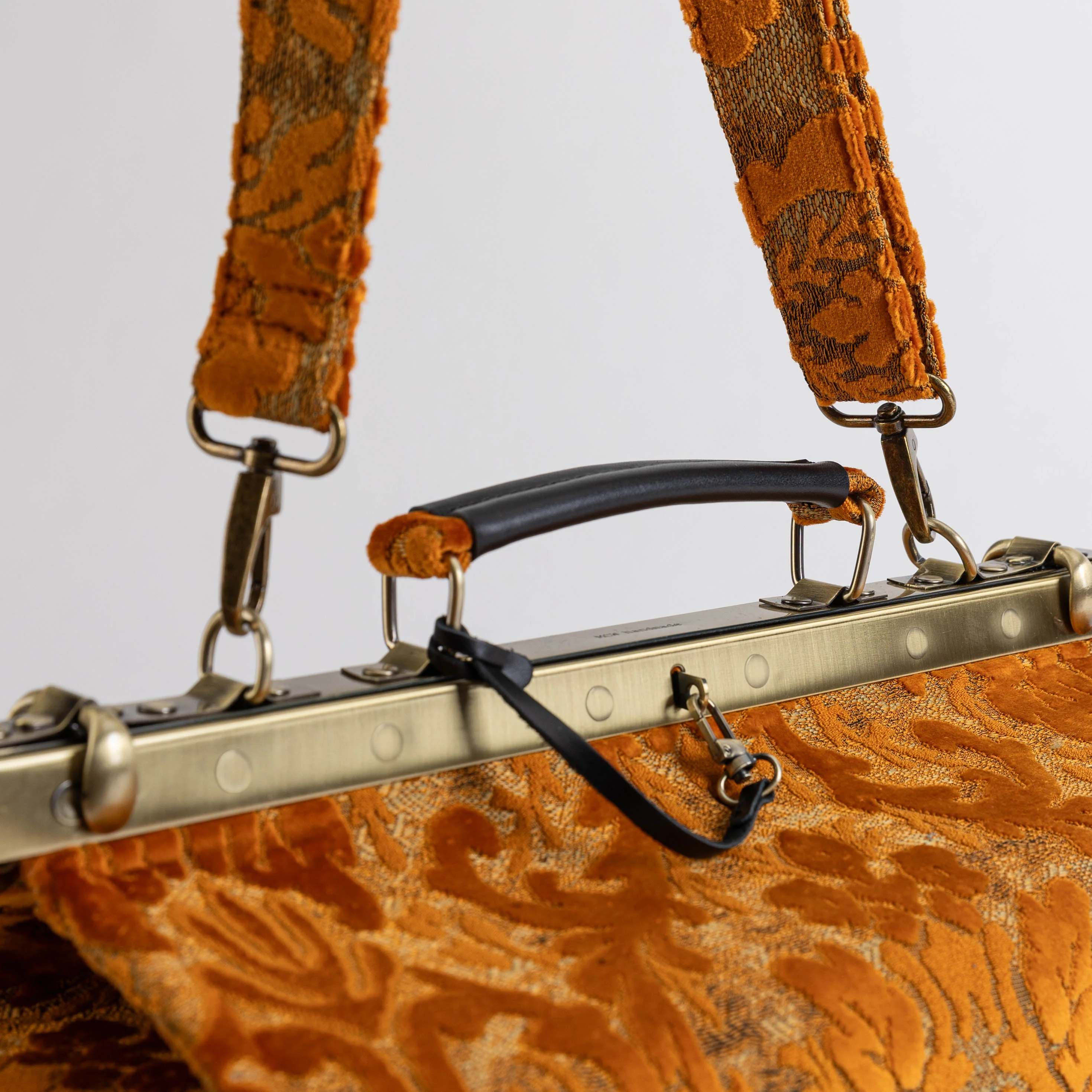 Burnout Velvet Orange Genevieve Carpet Gladstone Bag - Image 5