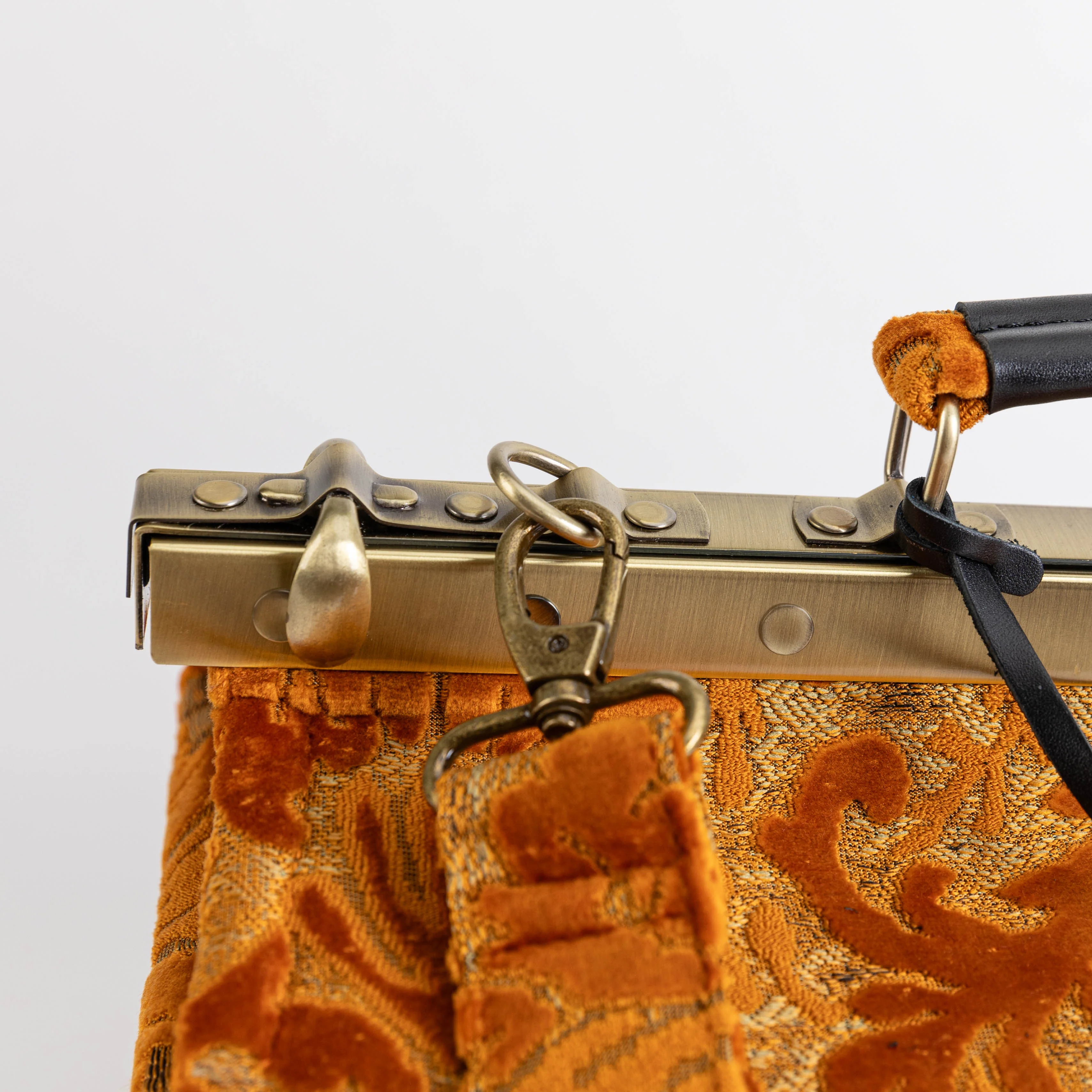 Burnout Velvet Orange Genevieve Carpet Gladstone Bag - Image 6