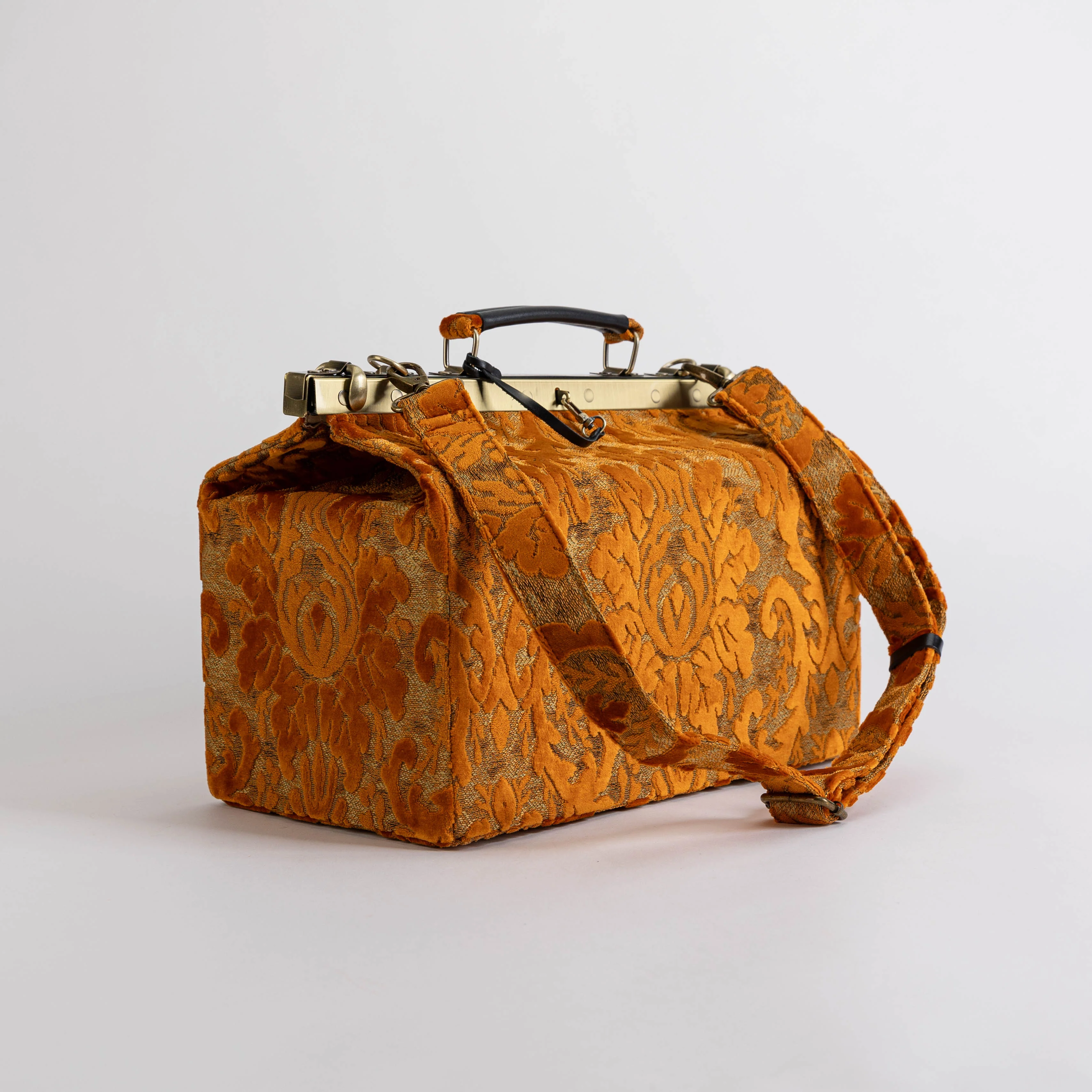 Burnout Velvet Orange Genevieve Carpet Gladstone Bag - Image 9