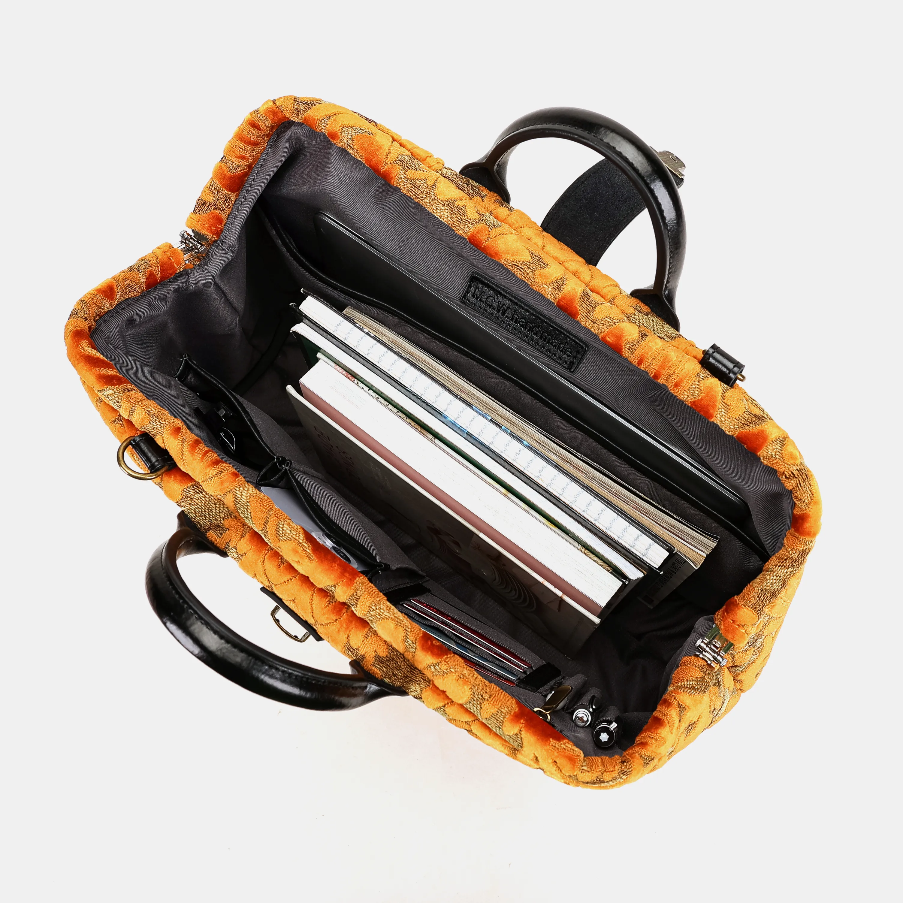 Burnout Velvet Orange Laptop Work Bag - Image 7