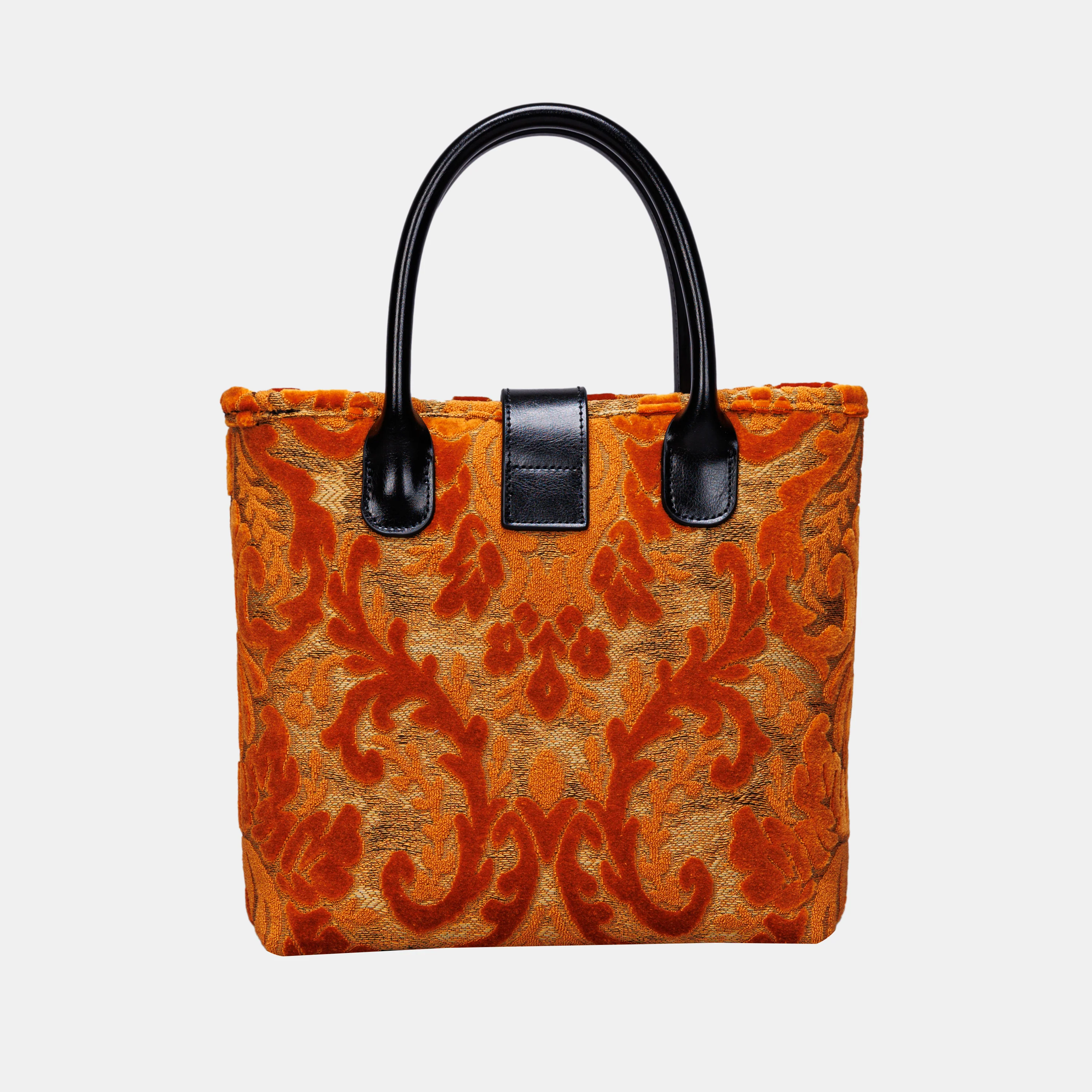 Burnout Velvet Orange Tuck Lock Carpet Satchel - Image 4