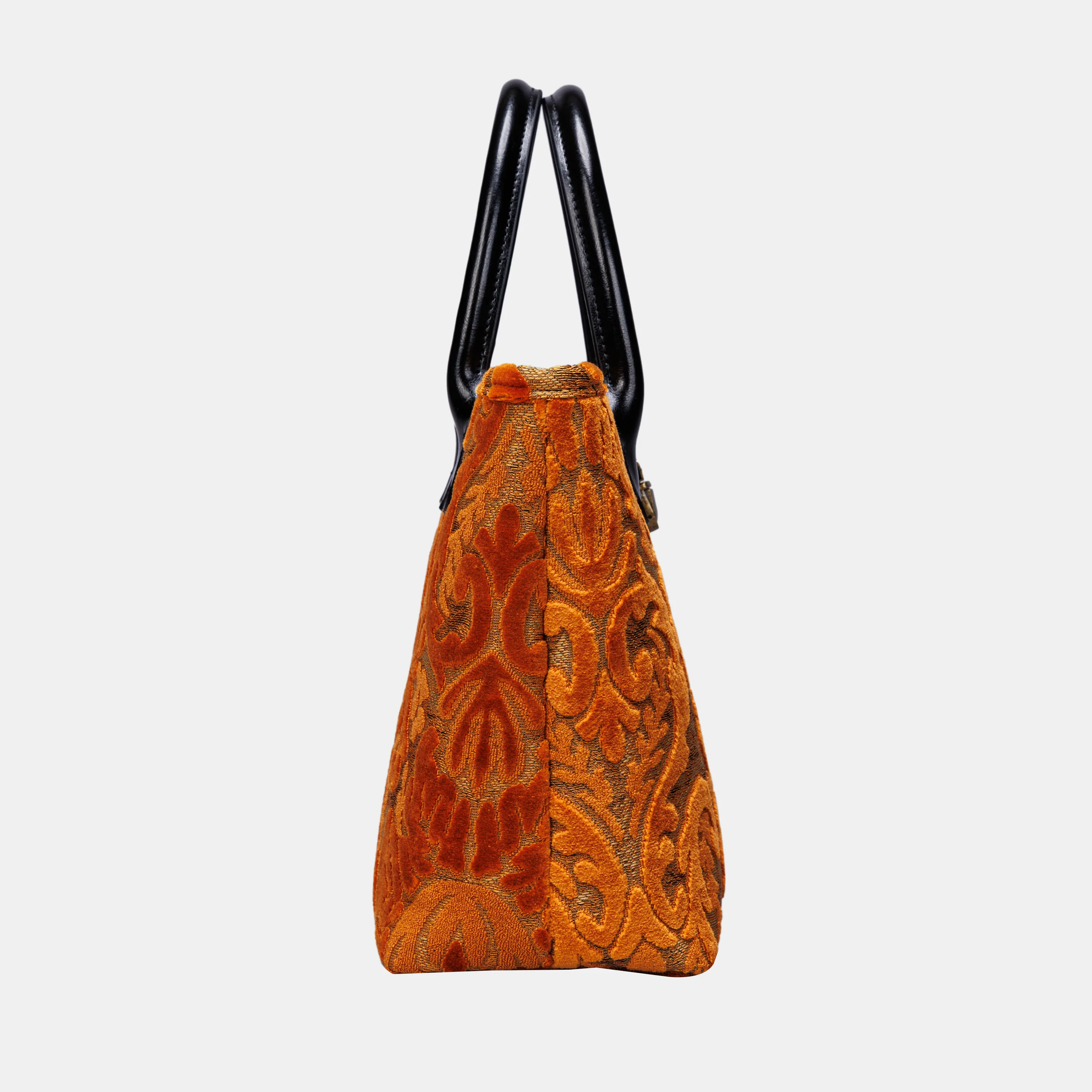 Burnout Velvet Orange Tuck Lock Carpet Satchel - Image 5