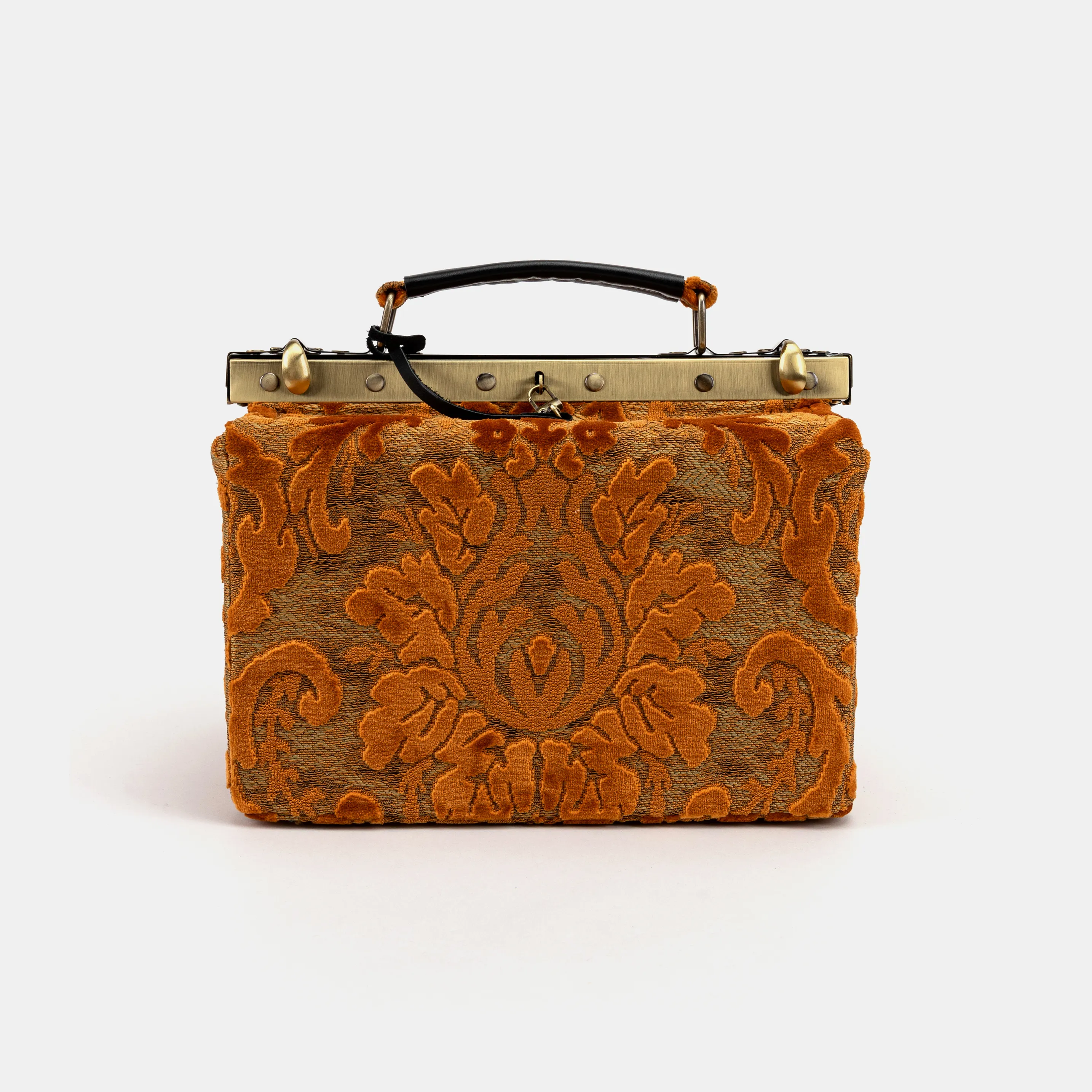 Burnout Velvet Orange Vivienne Carpet Purse Gladstone Bag