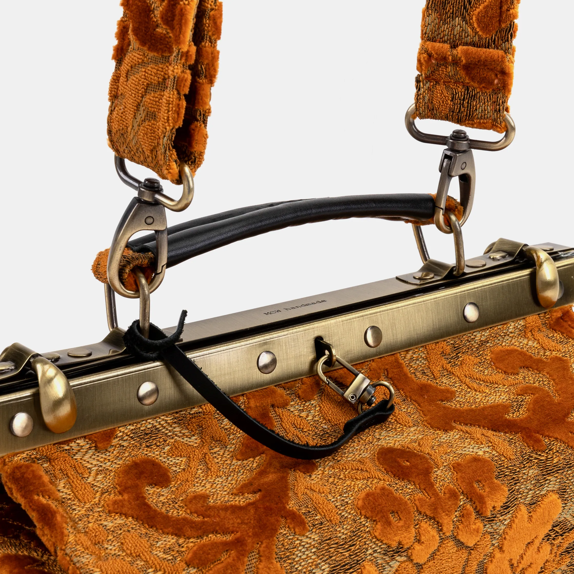 Burnout Velvet Orange Vivienne Carpet Purse Gladstone Bag - Image 6